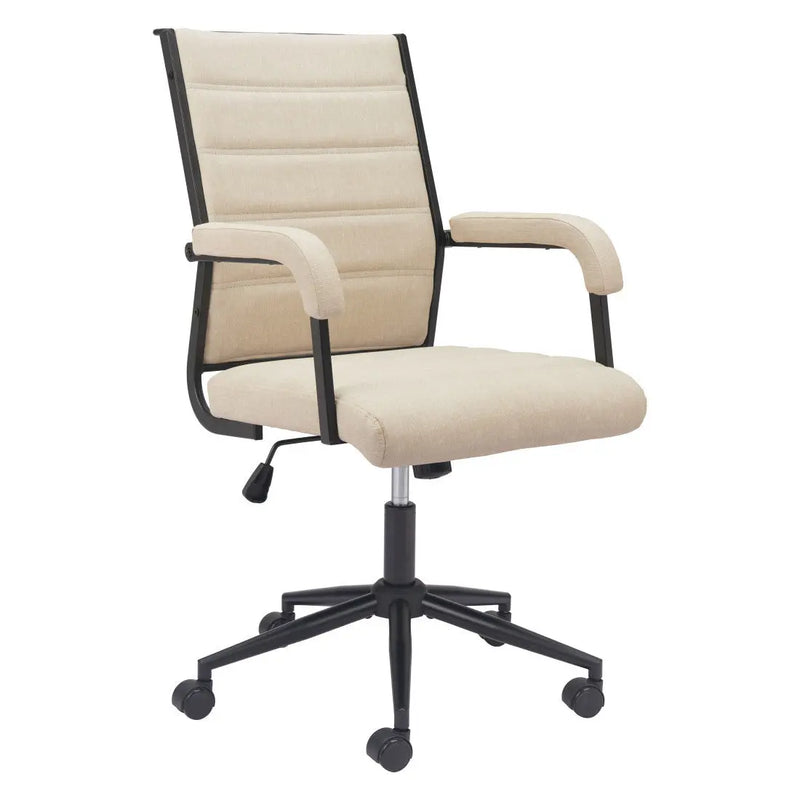 Beige and Black Adjustable Height Swivel Rolling Office Chair Homeroots Office