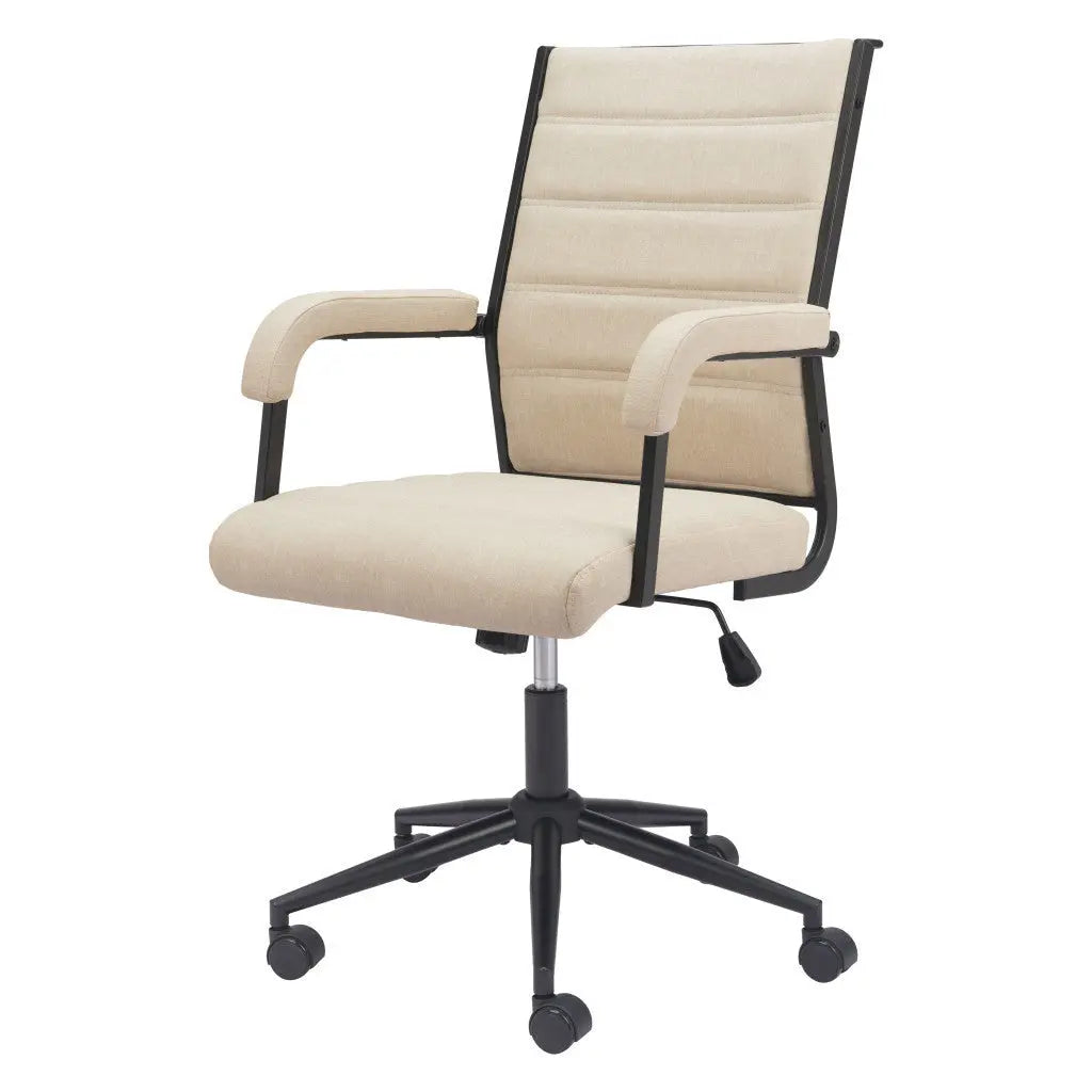 Beige and Black Adjustable Height Swivel Rolling Office Chair Homeroots Office