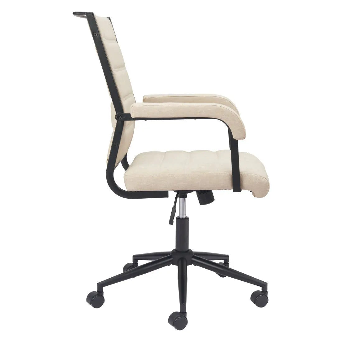Beige and Black Adjustable Height Swivel Rolling Office Chair Homeroots Office