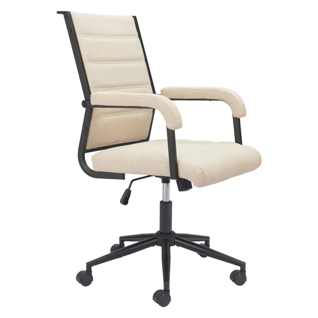 Beige and Black Adjustable Height Swivel Rolling Office Chair Homeroots Office