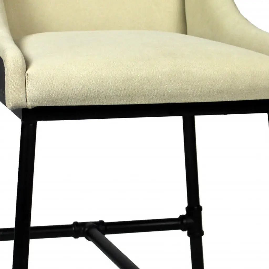 Beige and Black Linen Dining Arm Chair Homeroots Kitchen & Dining