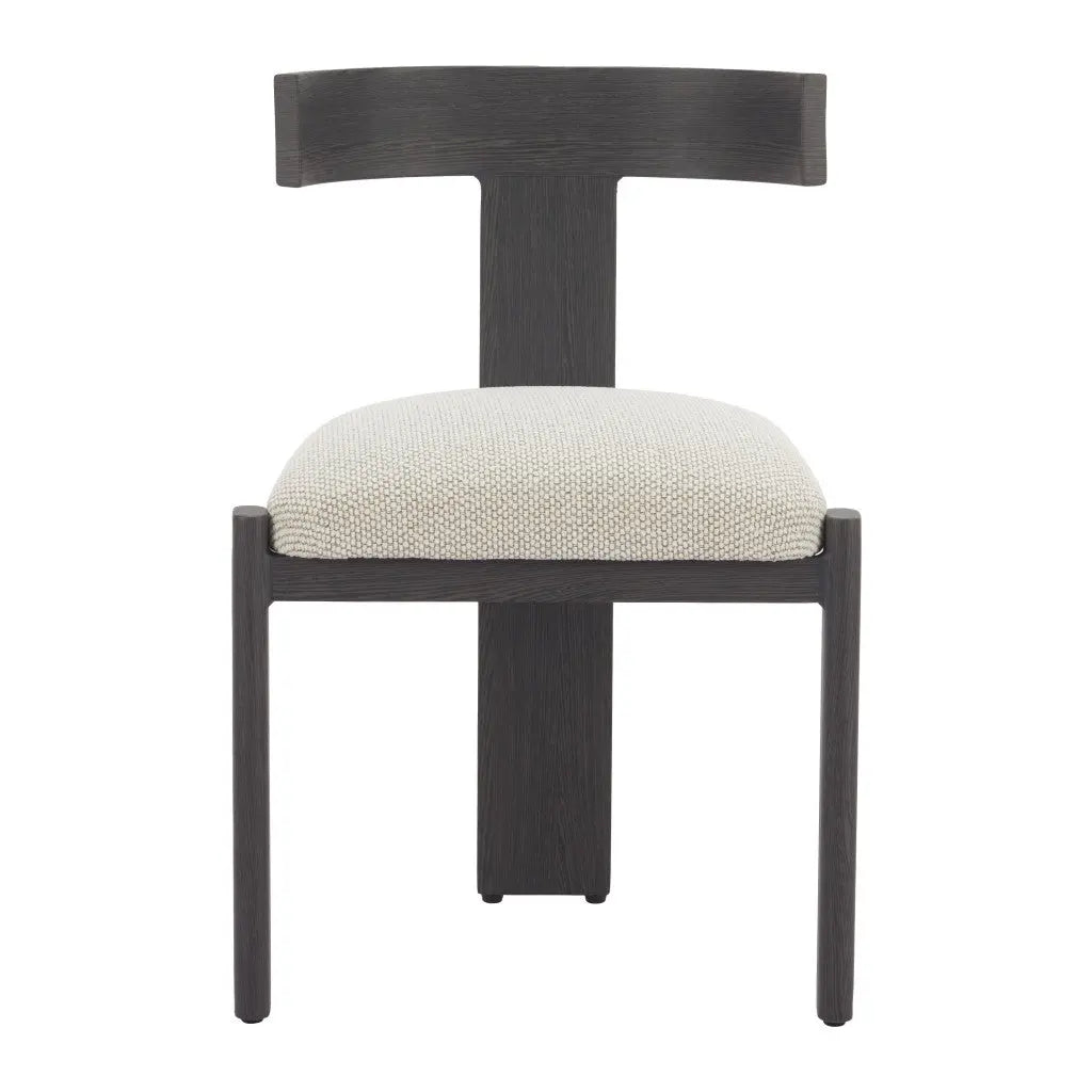 Beige and Black Upholstered Olefin And Aluminum Open Back Dining Side Chair Homeroots