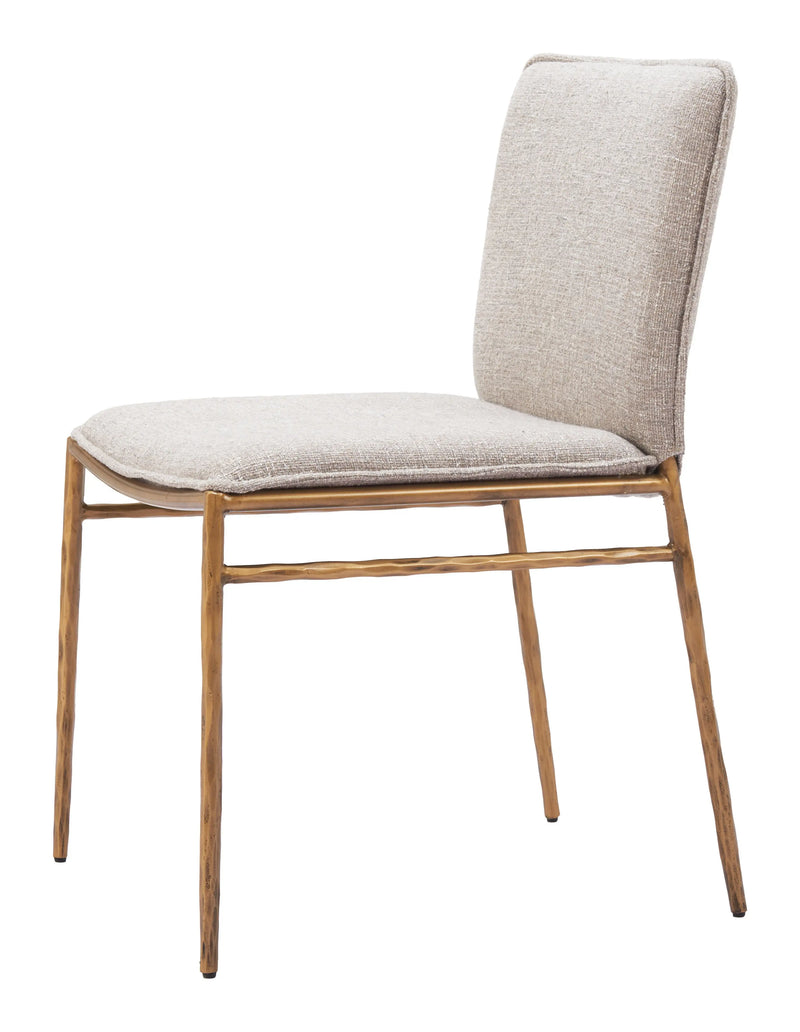 Beige and Gold Upholstered Fabric Dining Side Chair Homeroots