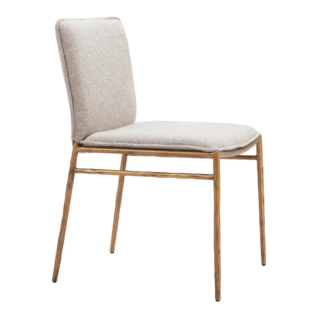 Beige and Gold Upholstered Fabric Dining Side Chair Homeroots