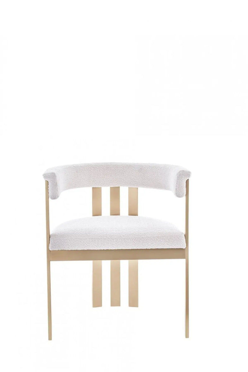Beige and Gold Upholstered Velvet Slat Back Dining Arm Chair Homeroots Kitchen & Dining