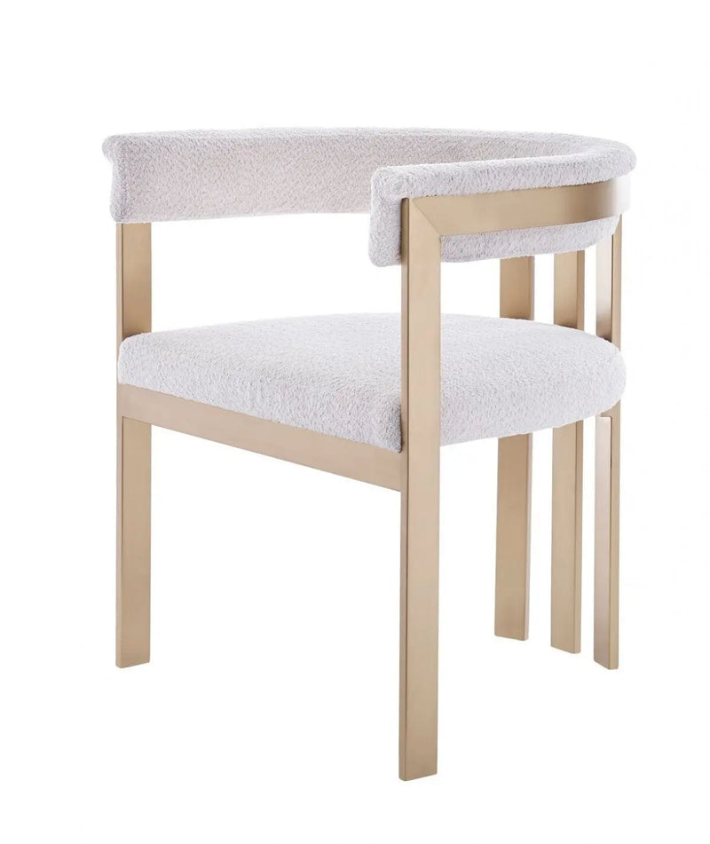 Beige and Gold Upholstered Velvet Slat Back Dining Arm Chair Homeroots Kitchen & Dining