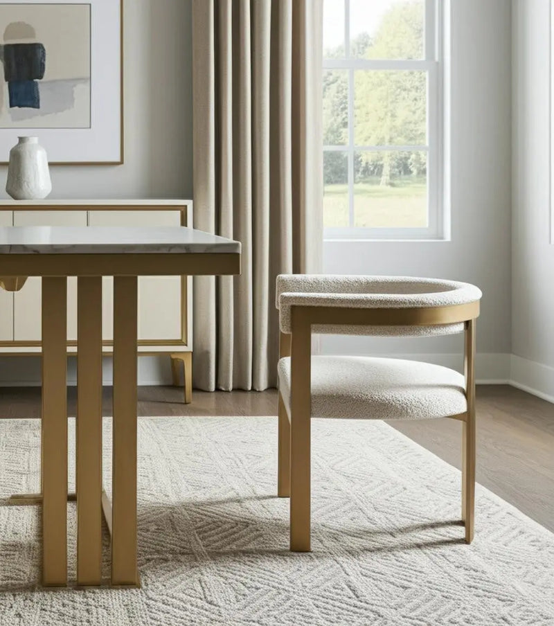 Beige and Gold Upholstered Velvet Slat Back Dining Arm Chair Homeroots Kitchen & Dining