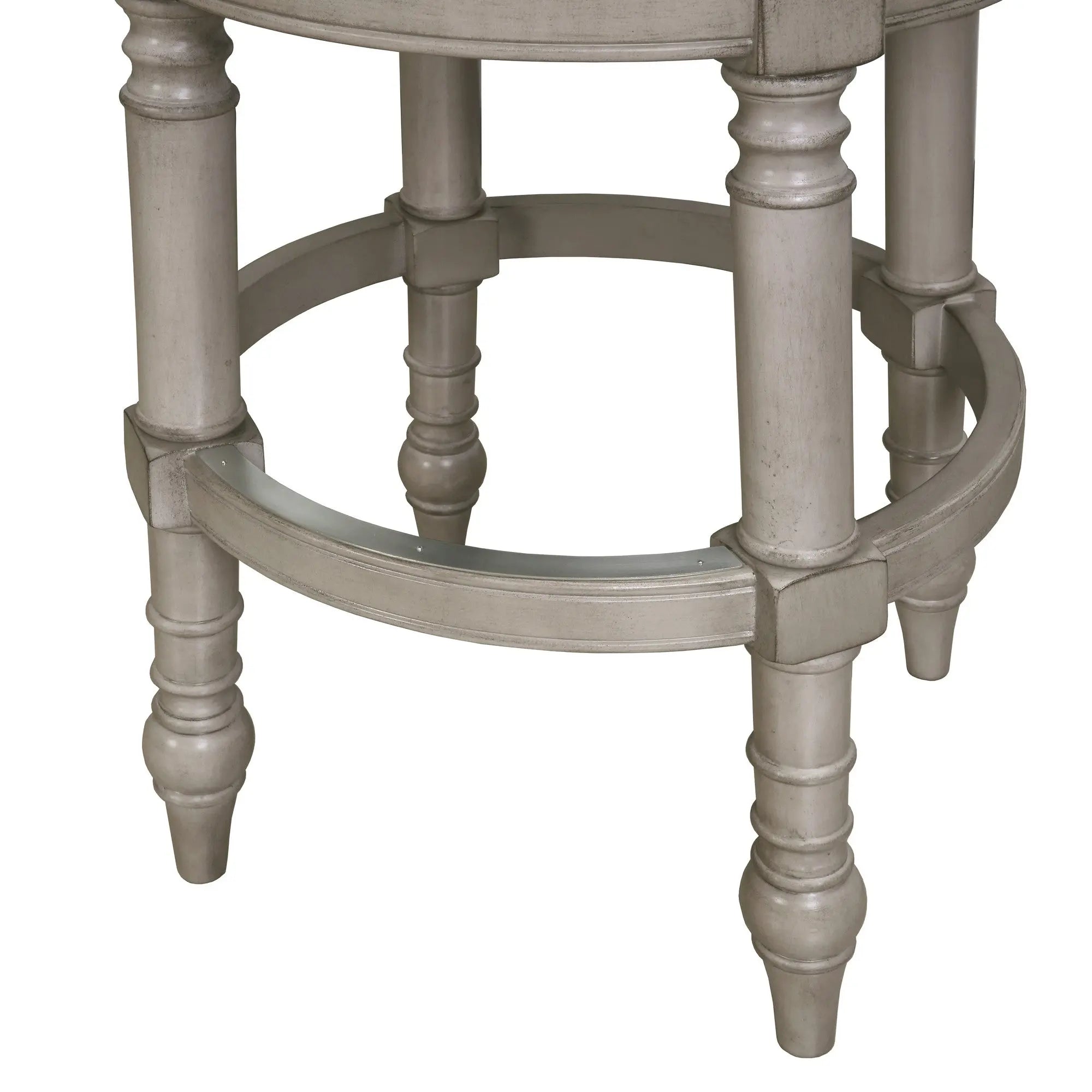 Beige and Gray Fabric Faux Leather and Solid Wood Low Back Counter Height Swivel Bar Chair Homeroots Living Room