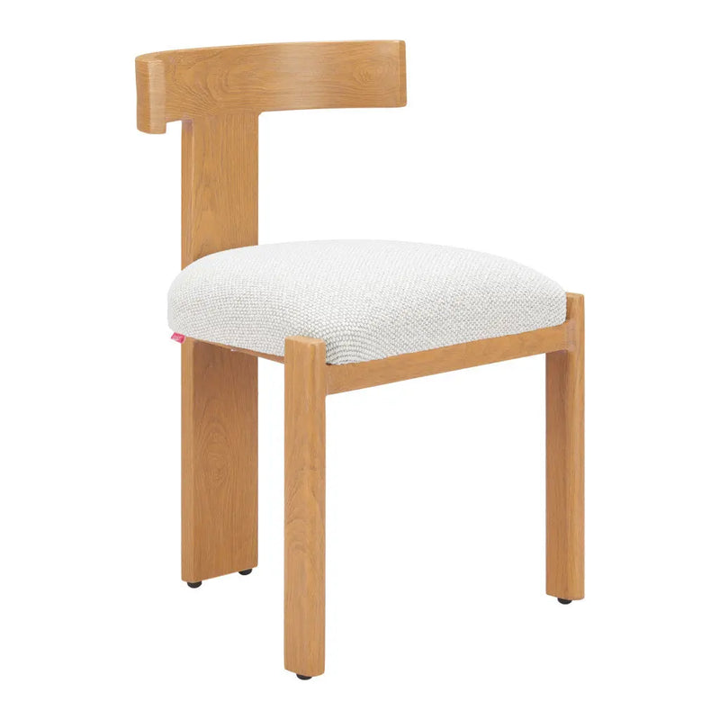 Beige and Natural Upholstered Olefin And Aluminum Open Back Dining Side Chair - GreatEagleInc