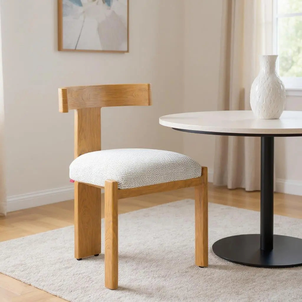Beige and Natural Upholstered Olefin And Aluminum Open Back Dining Side Chair - GreatEagleInc