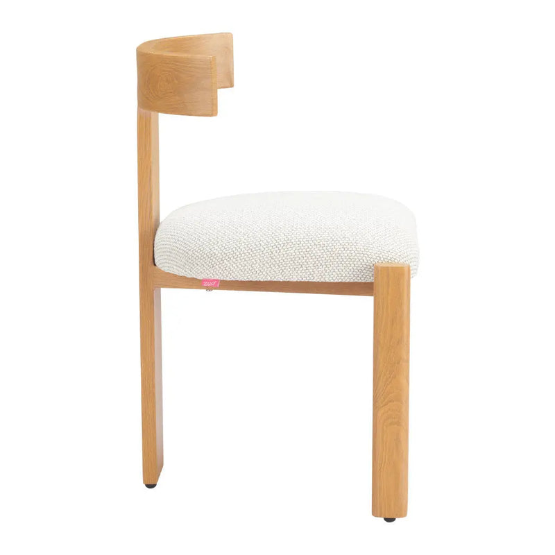 Beige and Natural Upholstered Olefin And Aluminum Open Back Dining Side Chair - GreatEagleInc