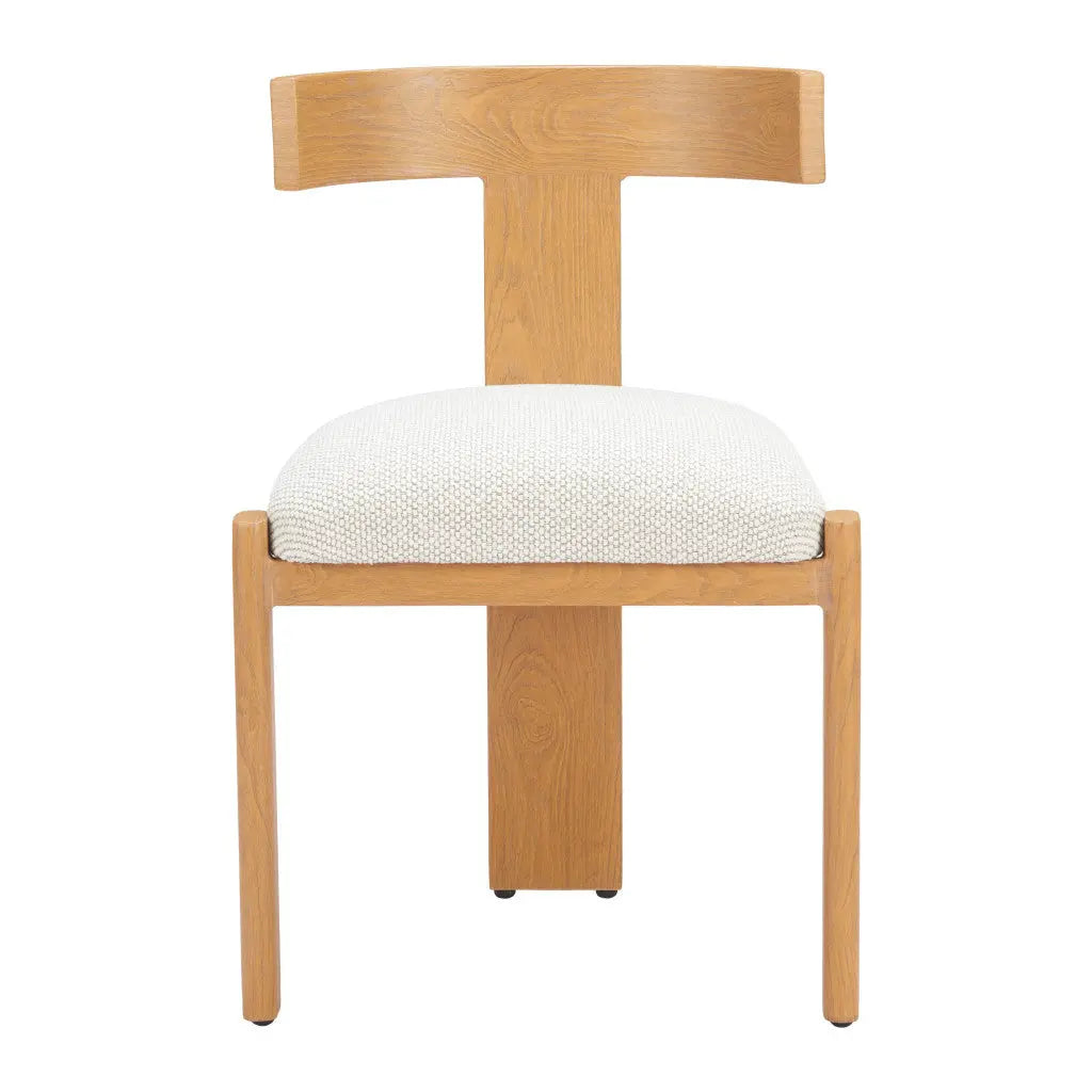Beige and Natural Upholstered Olefin And Aluminum Open Back Dining Side Chair - GreatEagleInc
