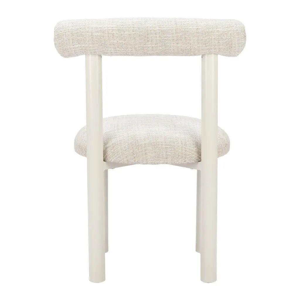 Beige and White Upholstered And Aluminum Open Back Dining Side Chair Homeroots
