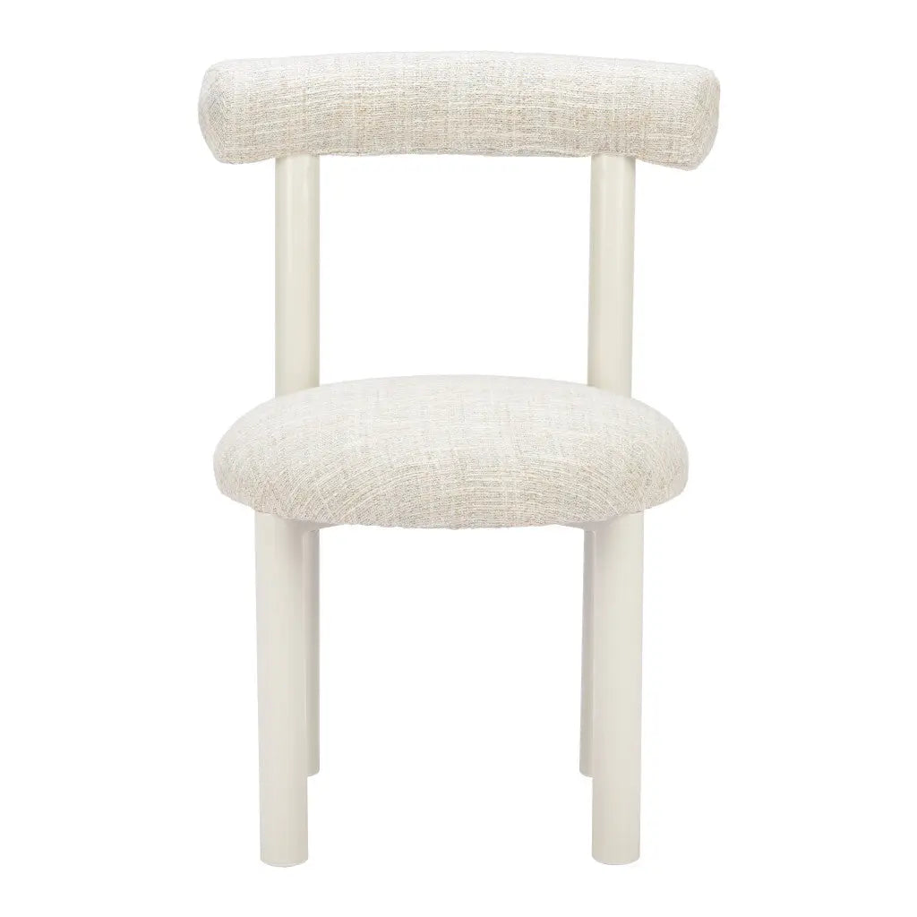 Beige and White Upholstered And Aluminum Open Back Dining Side Chair Homeroots