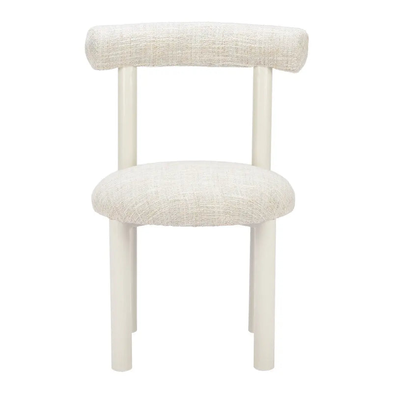 Beige and White Upholstered And Aluminum Open Back Dining Side Chair Homeroots
