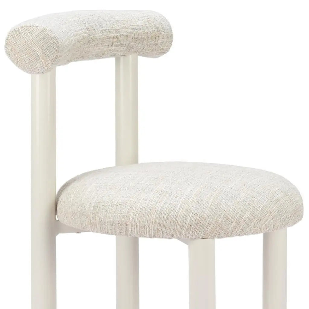 Beige and White Upholstered And Aluminum Open Back Dining Side Chair Homeroots