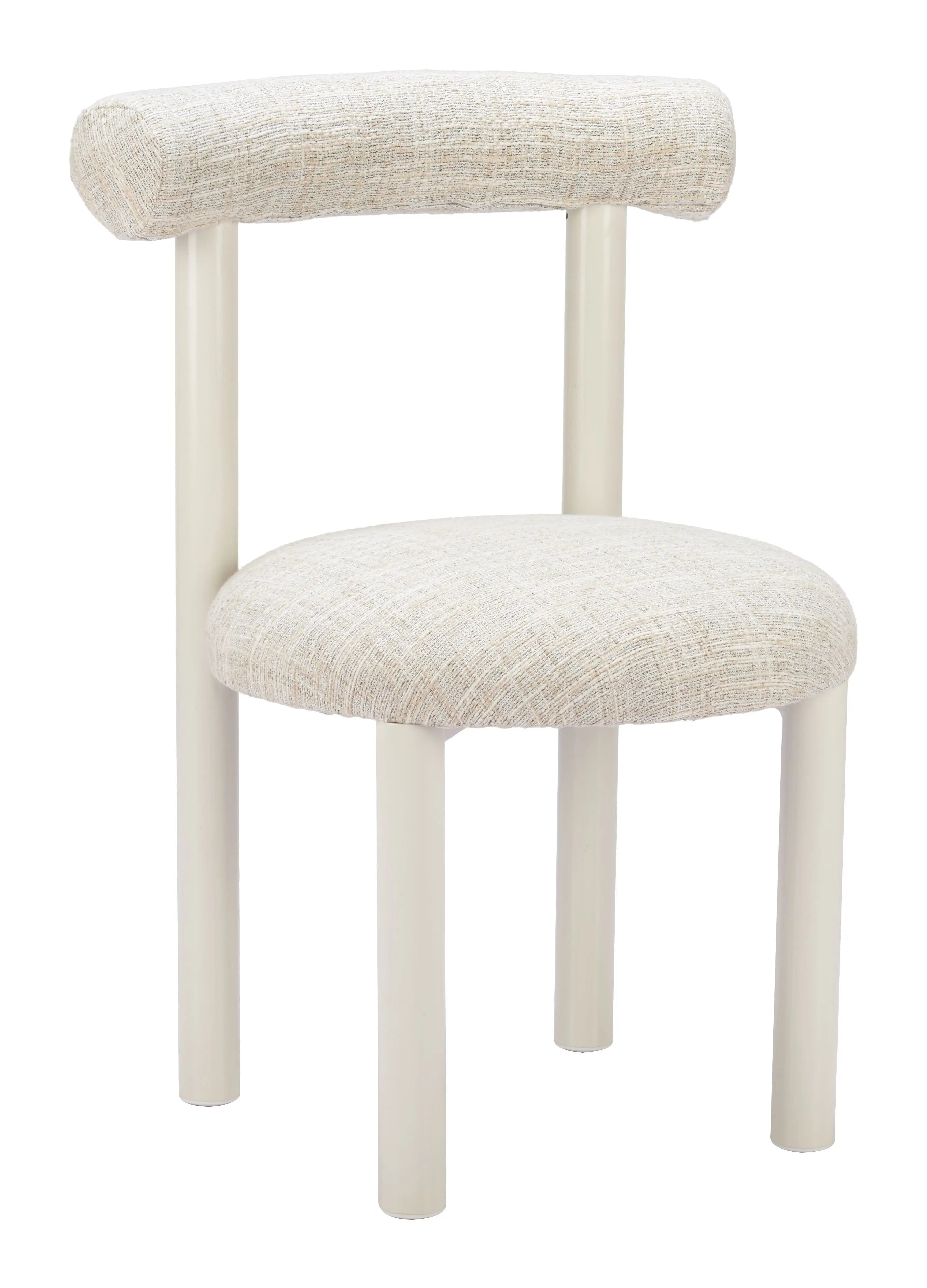 Beige and White Upholstered And Aluminum Open Back Dining Side Chair Homeroots