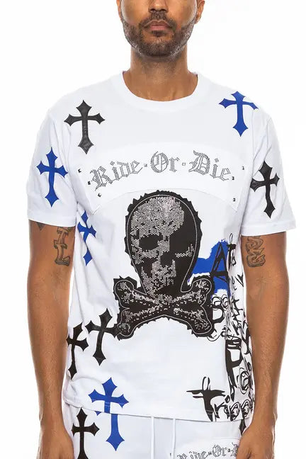 Bejewelled Chrome Skull TShirt WEIV
