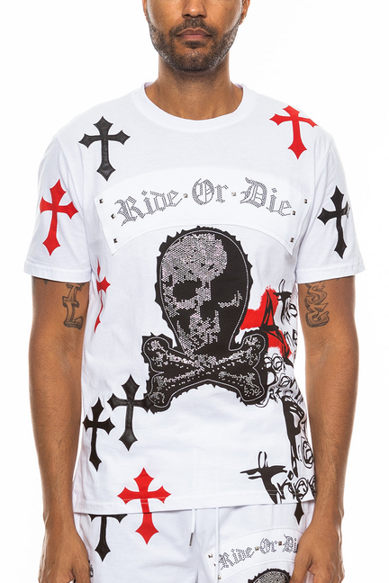 Bejewelled Chrome Skull TShirt WEIV