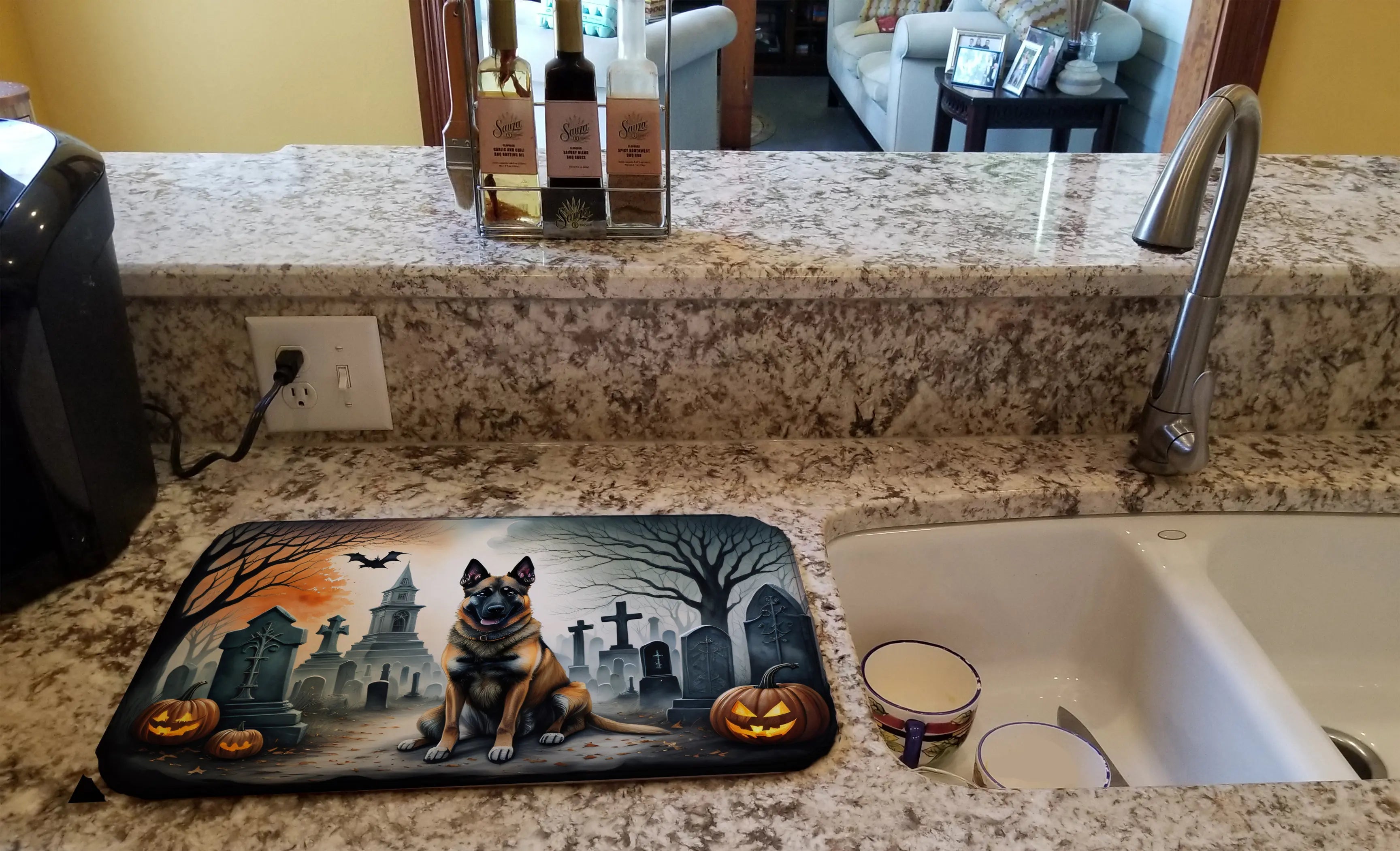Belgian Malinois Spooky Halloween Dish Drying Mat Caroline's Treasures