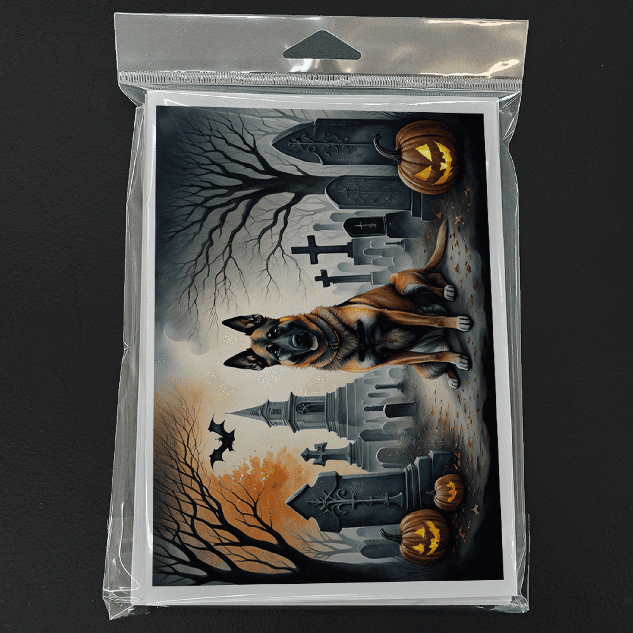 Belgian Malinois Spooky Halloween Greeting Cards Pack of 8 Caroline's Treasures