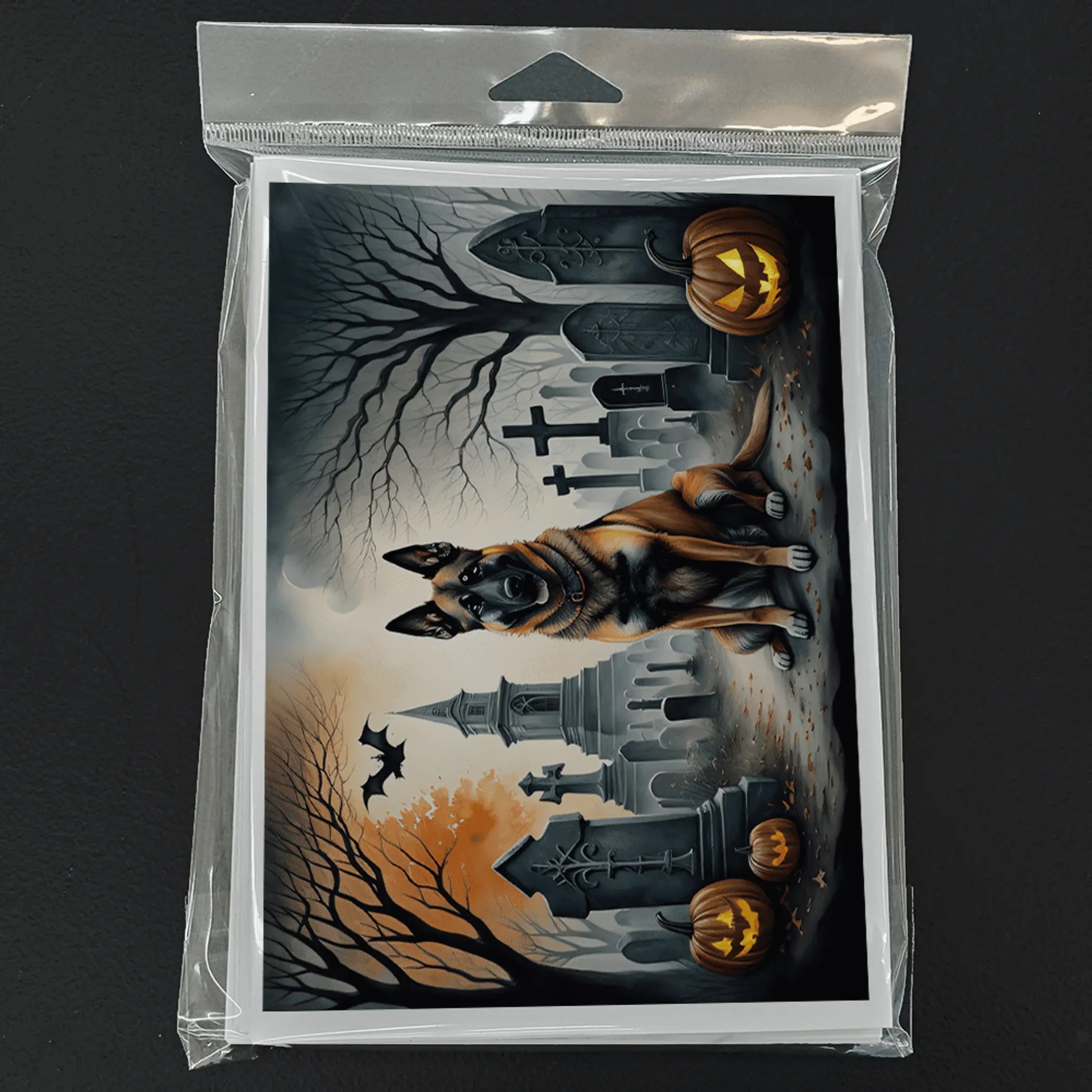 Belgian Malinois Spooky Halloween Greeting Cards Pack of 8 Caroline's Treasures