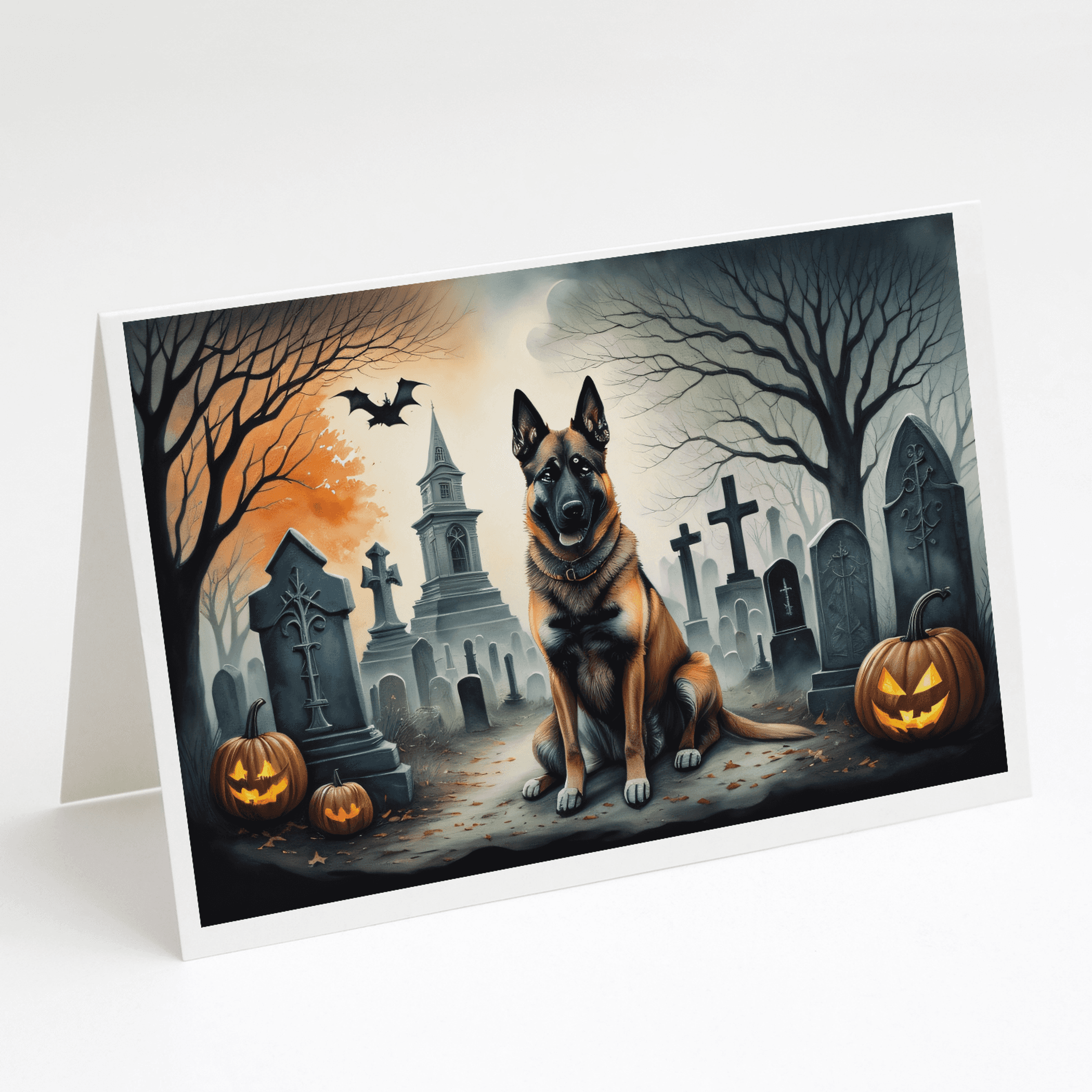 Belgian Malinois Spooky Halloween Greeting Cards Pack of 8 Caroline's Treasures