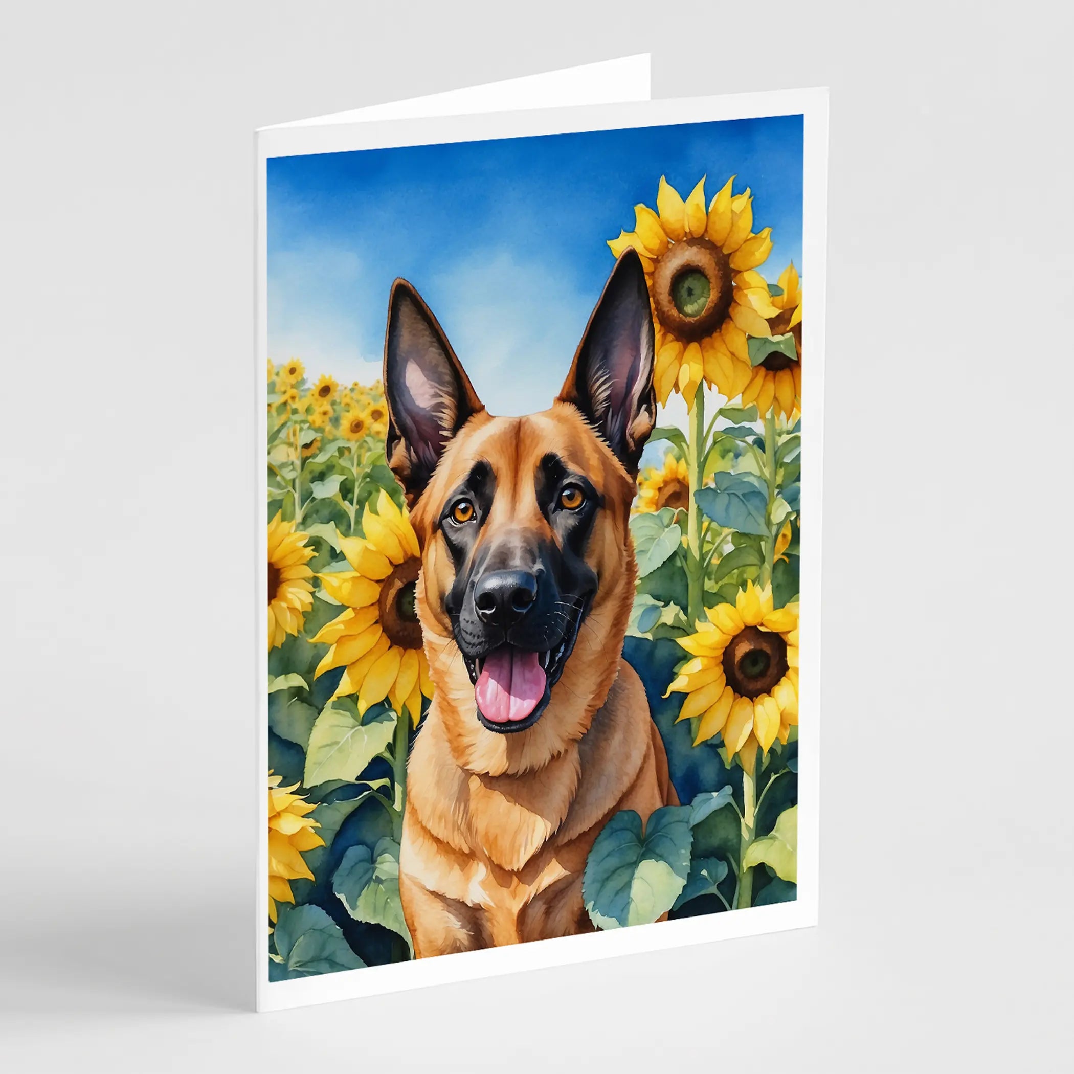 Belgian Malinois in Sunflowers Greeting Cards Pack of 8 Caroline's Treasures