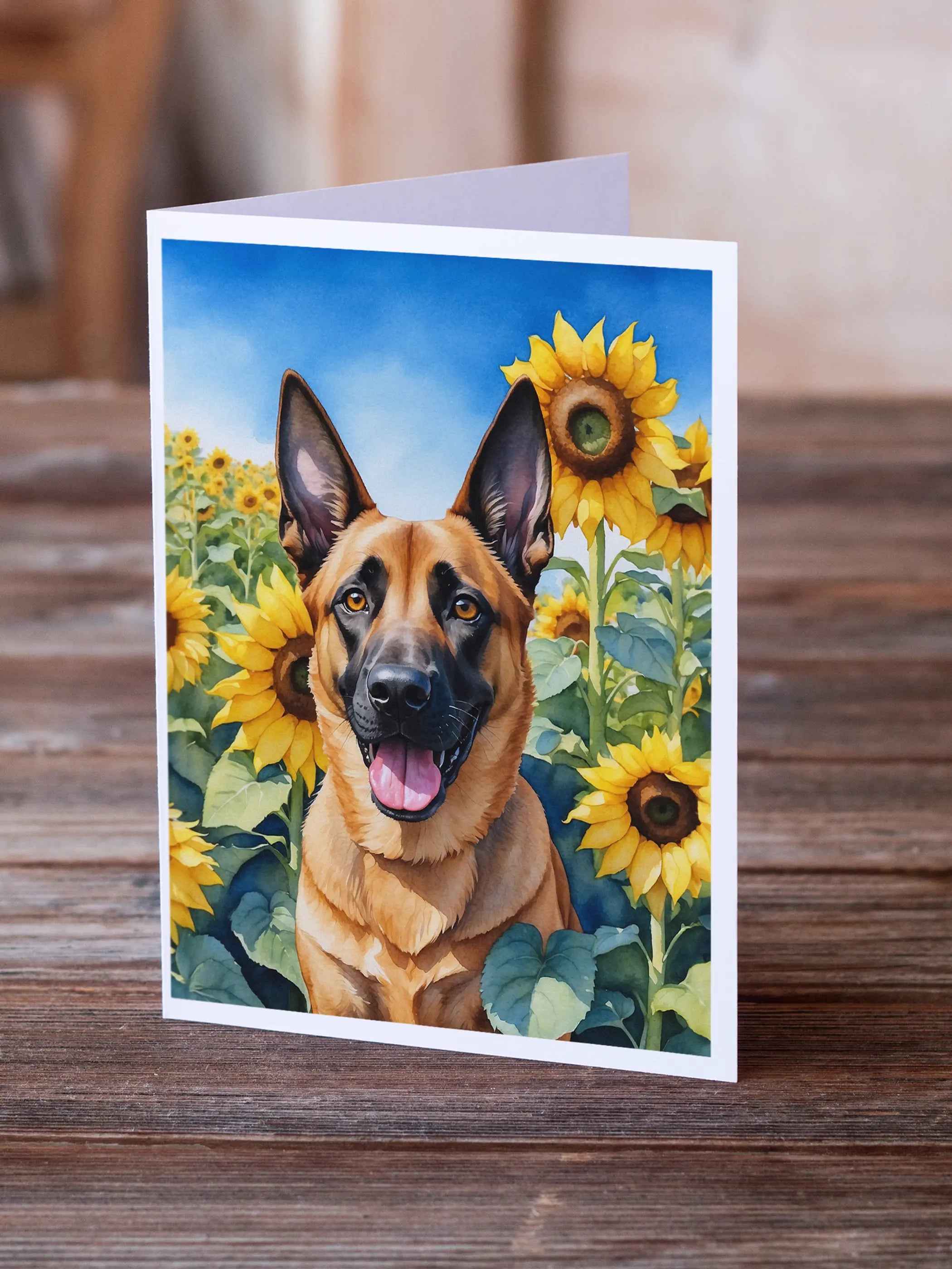 Belgian Malinois in Sunflowers Greeting Cards Pack of 8 Caroline's Treasures