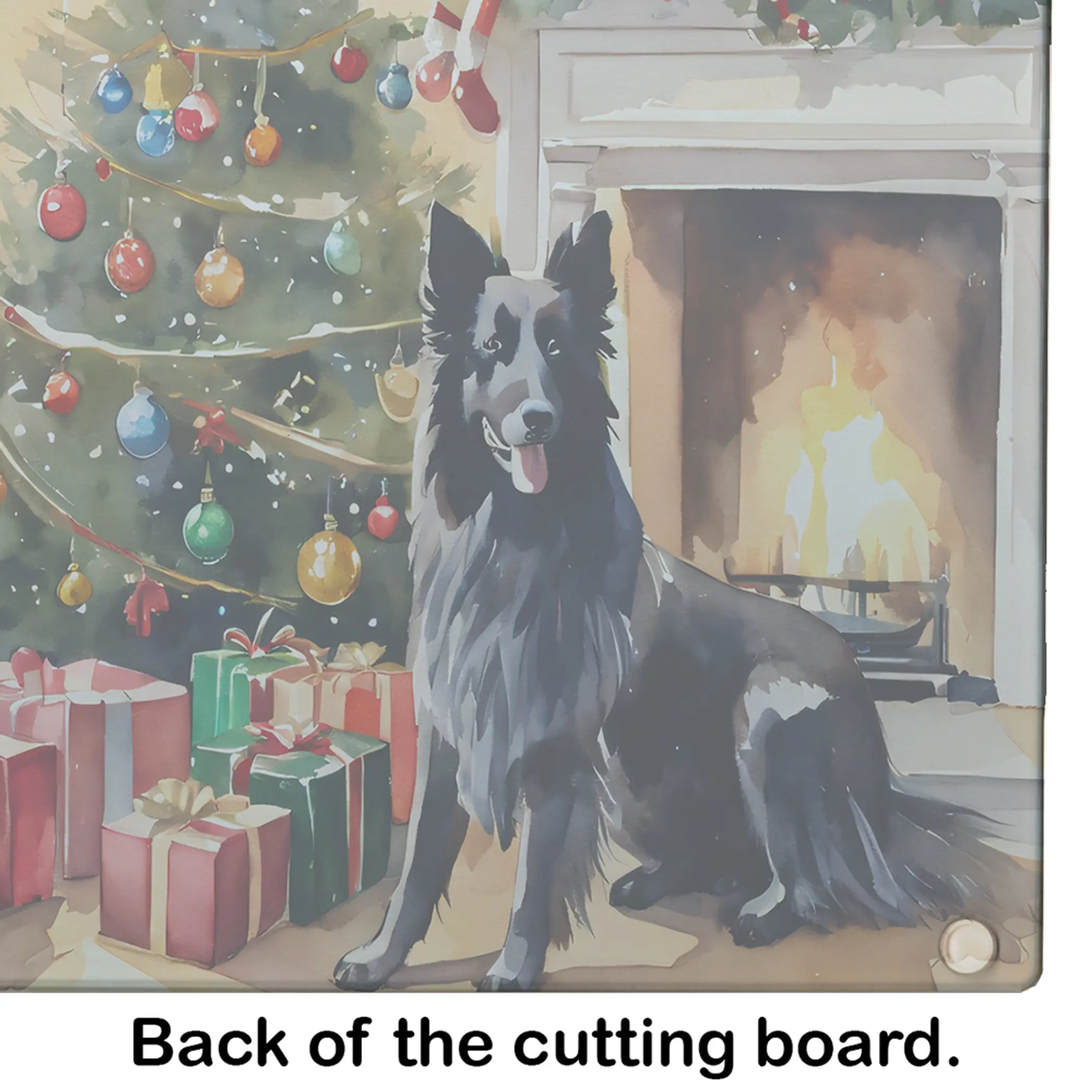 Belgian Sheepdog Cozy Christmas Glass Cutting Board Caroline's Treasures