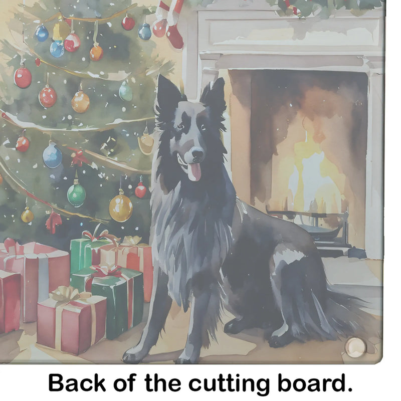 Belgian Sheepdog Cozy Christmas Glass Cutting Board Caroline's Treasures