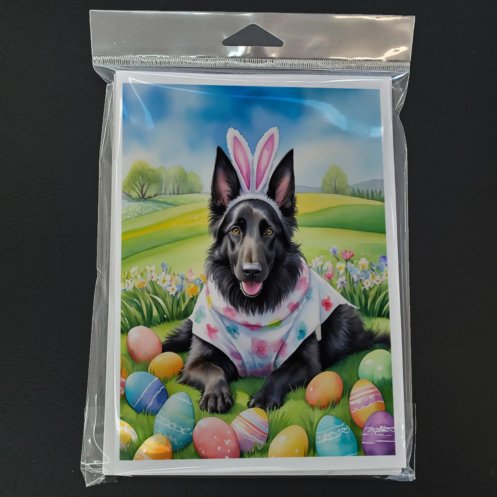Belgian Sheepdog Easter Egg Hunt Greeting Cards Pack of 8 Caroline's Treasures