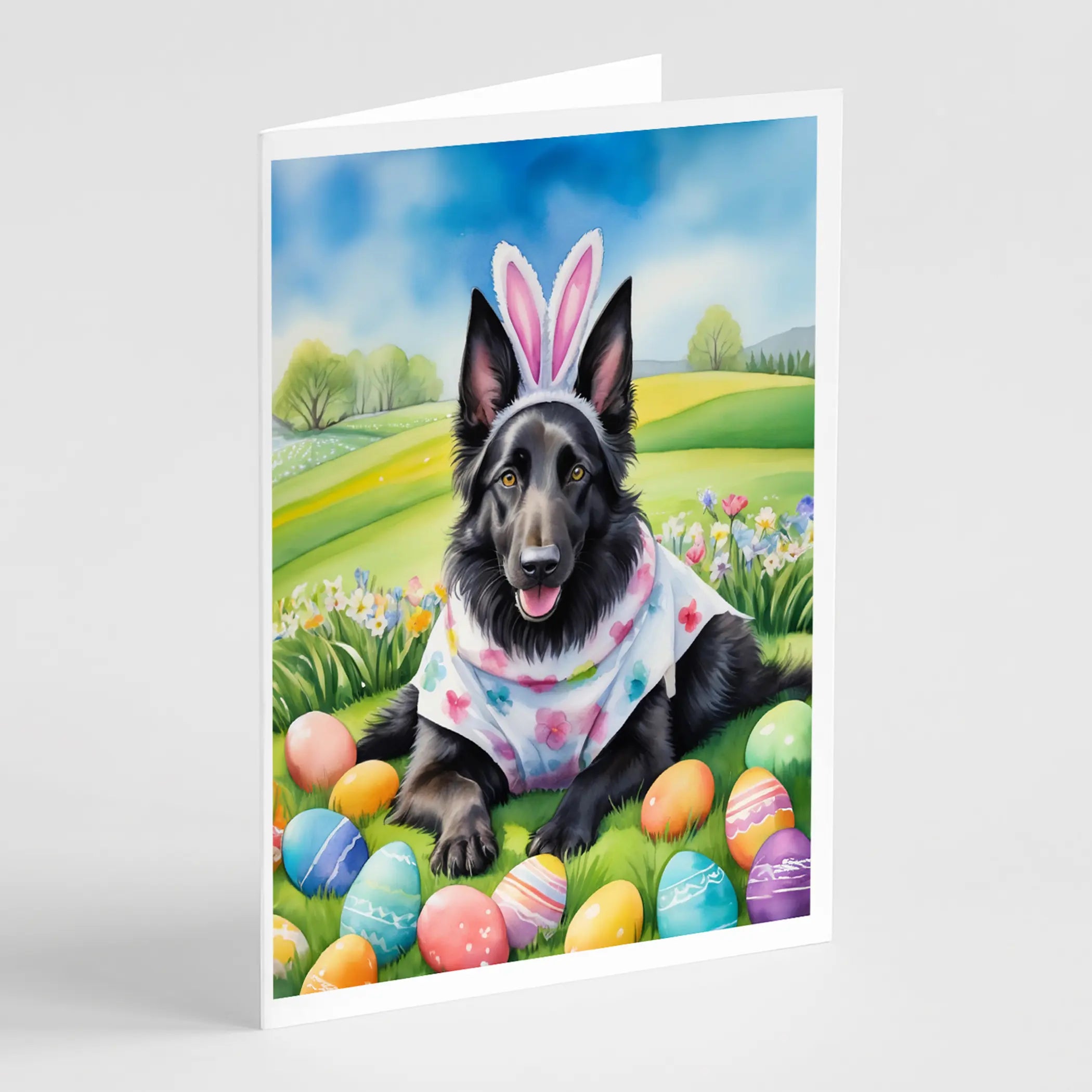 Belgian Sheepdog Easter Egg Hunt Greeting Cards Pack of 8 Caroline's Treasures