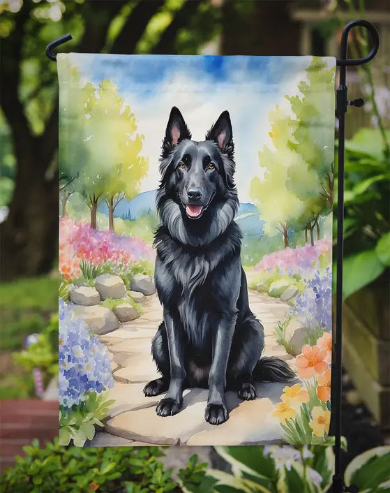 Belgian Sheepdog Spring Path Garden Flag Caroline's Treasures
