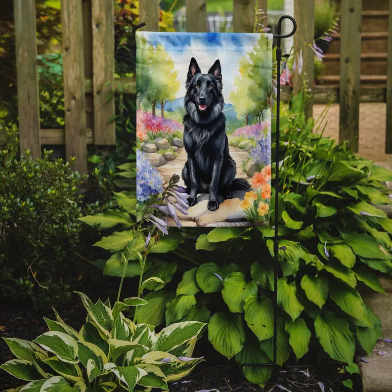 Belgian Sheepdog Spring Path Garden Flag Caroline's Treasures