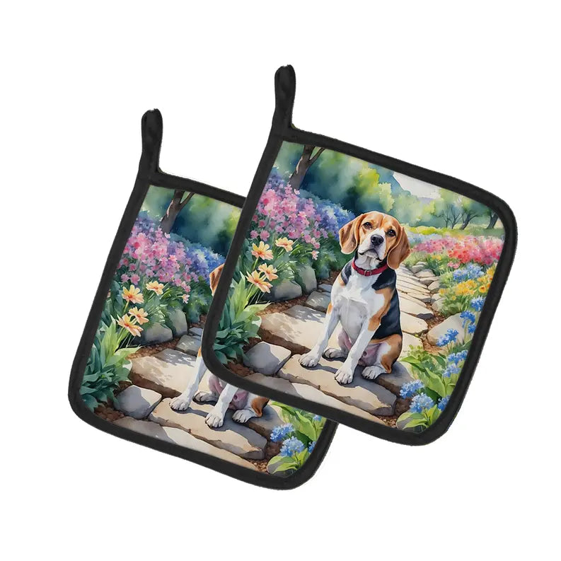 Belgian Sheepdog Spring Path Pair of Pot Holders Caroline's Treasures