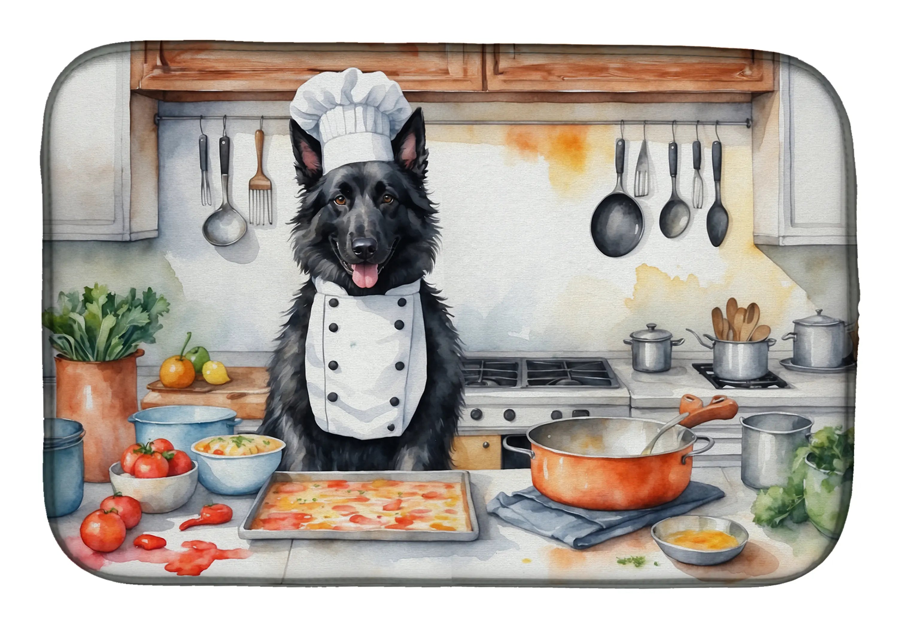 Belgian Sheepdog The Chef Dish Drying Mat Caroline's Treasures
