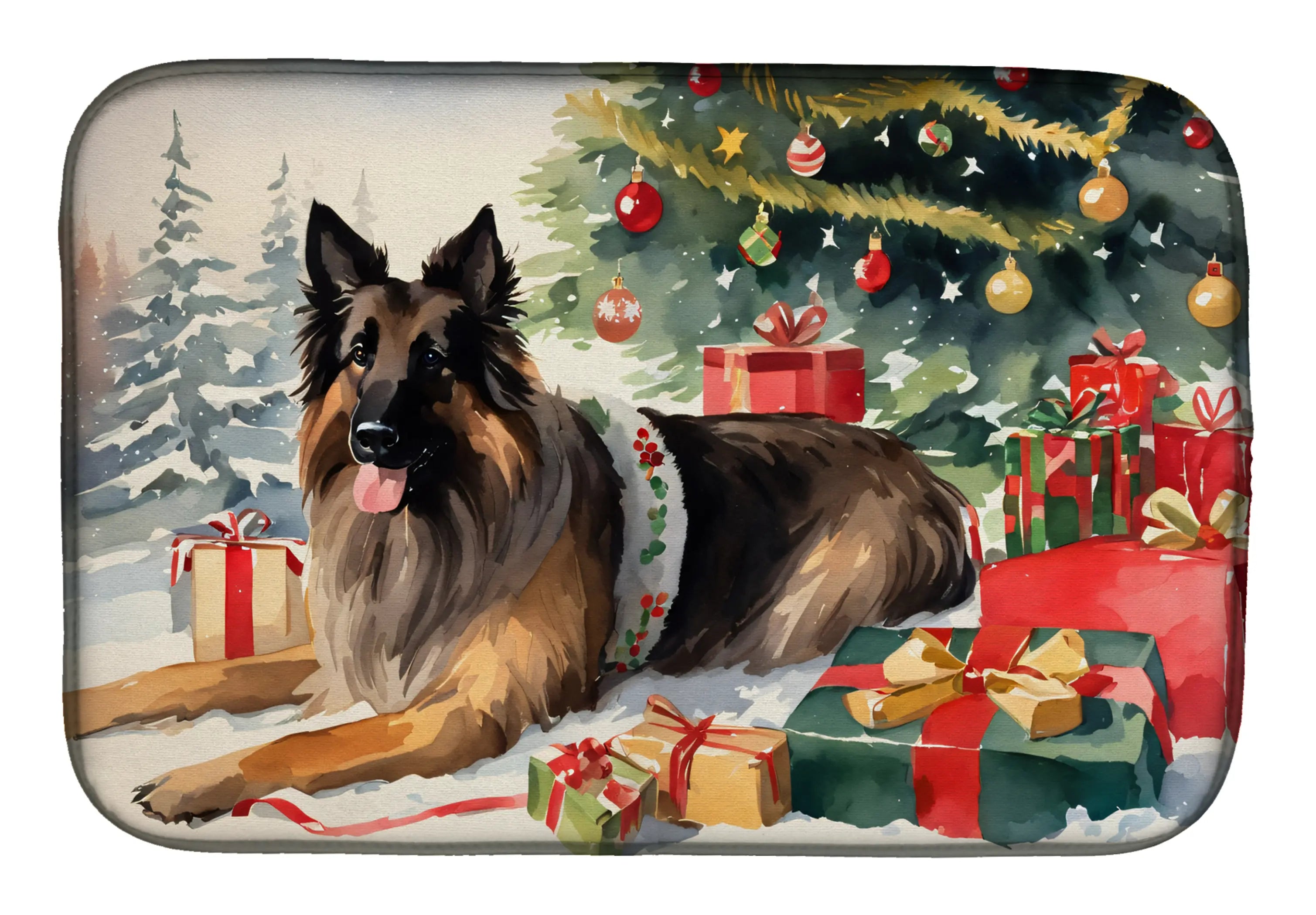 Belgian Tervuren Cozy Christmas Dish Drying Mat Caroline's Treasures