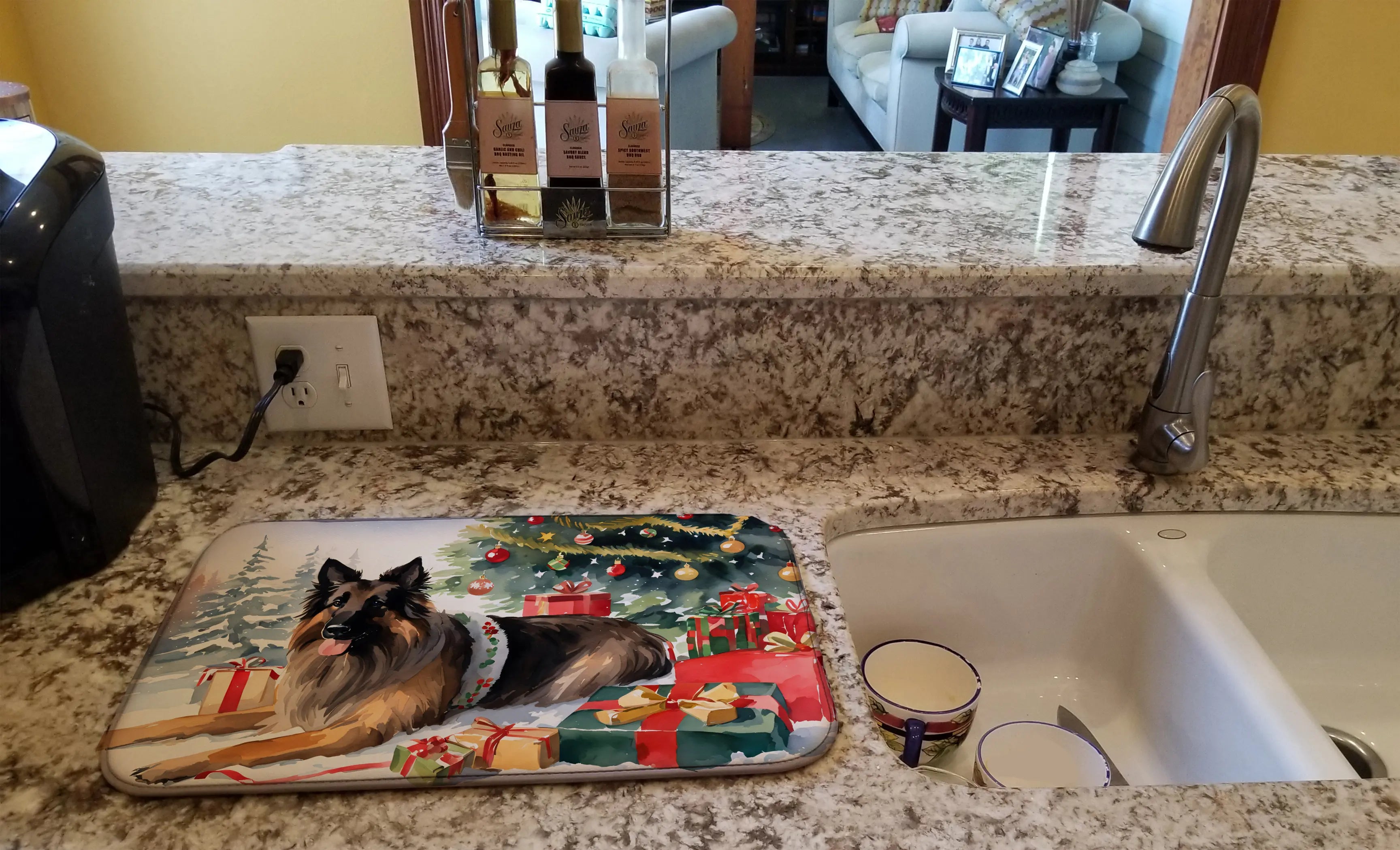 Belgian Tervuren Cozy Christmas Dish Drying Mat Caroline's Treasures