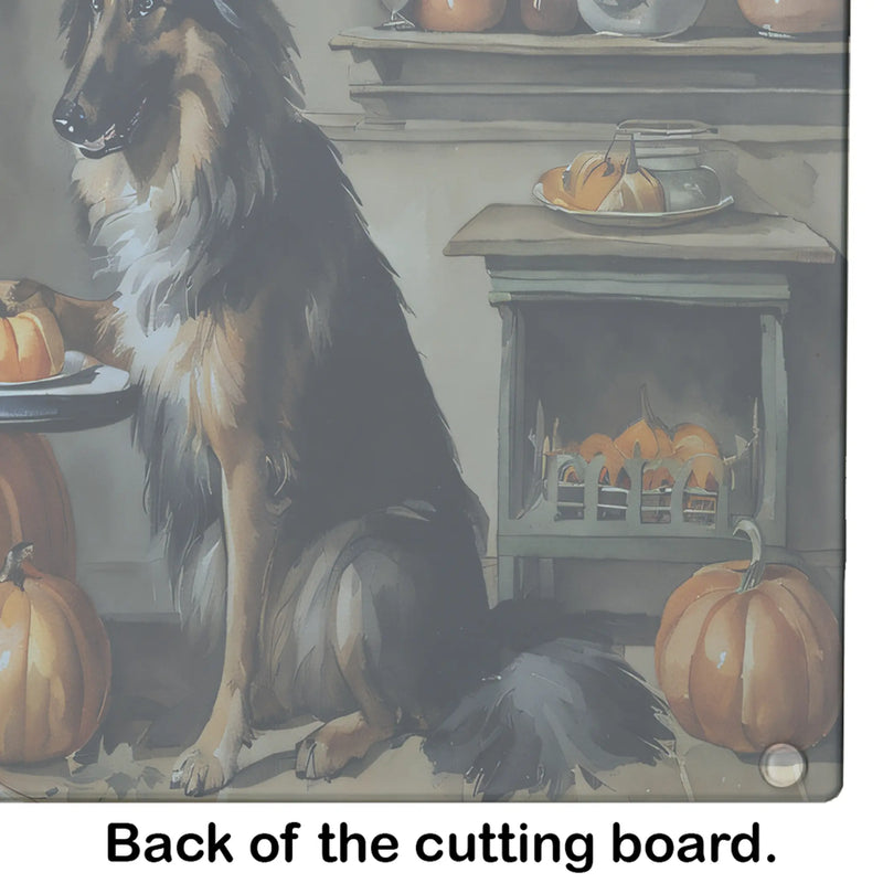 Belgian Tervuren Fall Kitchen Pumpkins Glass Cutting Board Caroline's Treasures
