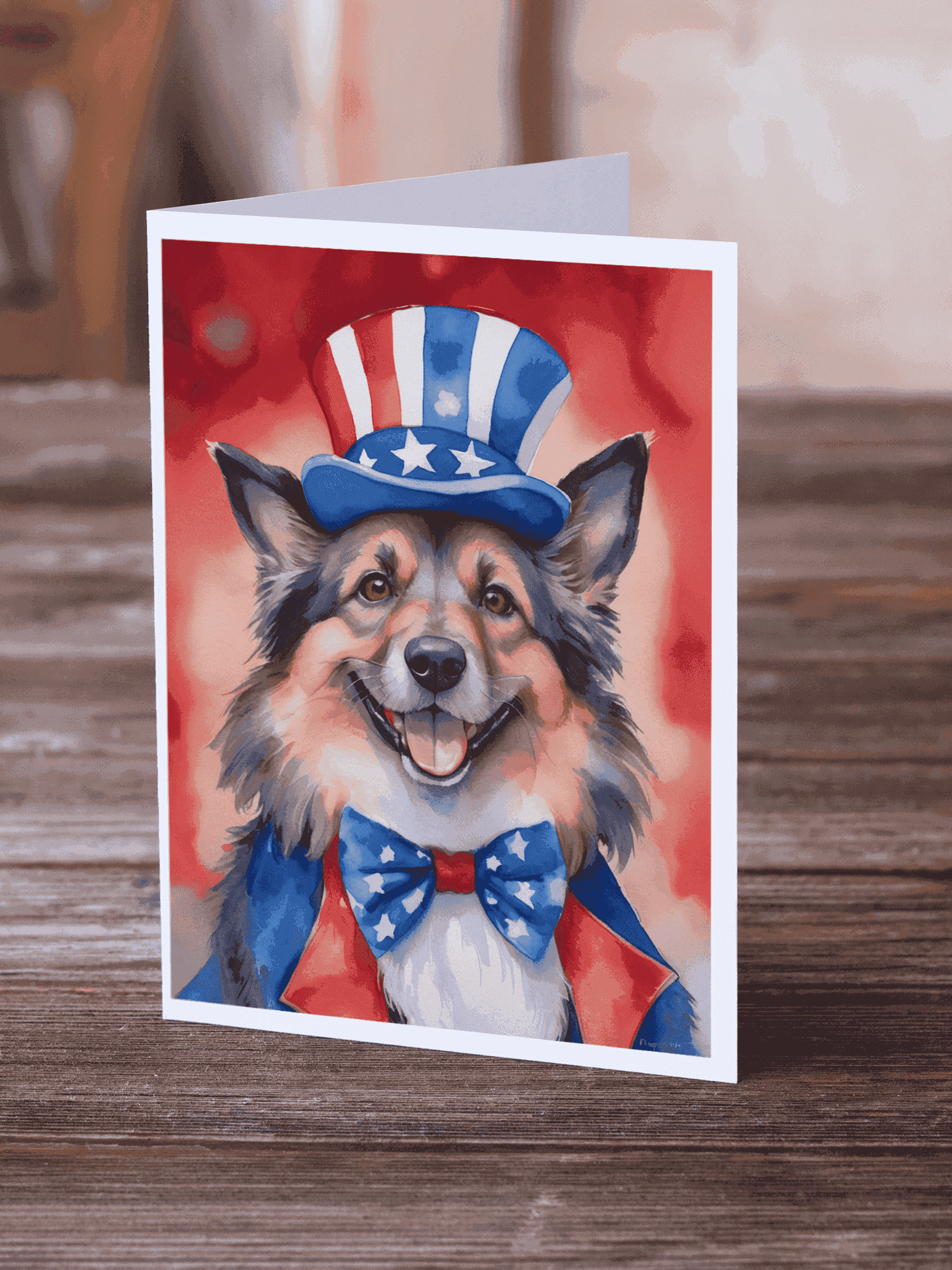 Belgian Tervuren Patriotic American Greeting Cards Pack of 8 Caroline's Treasures