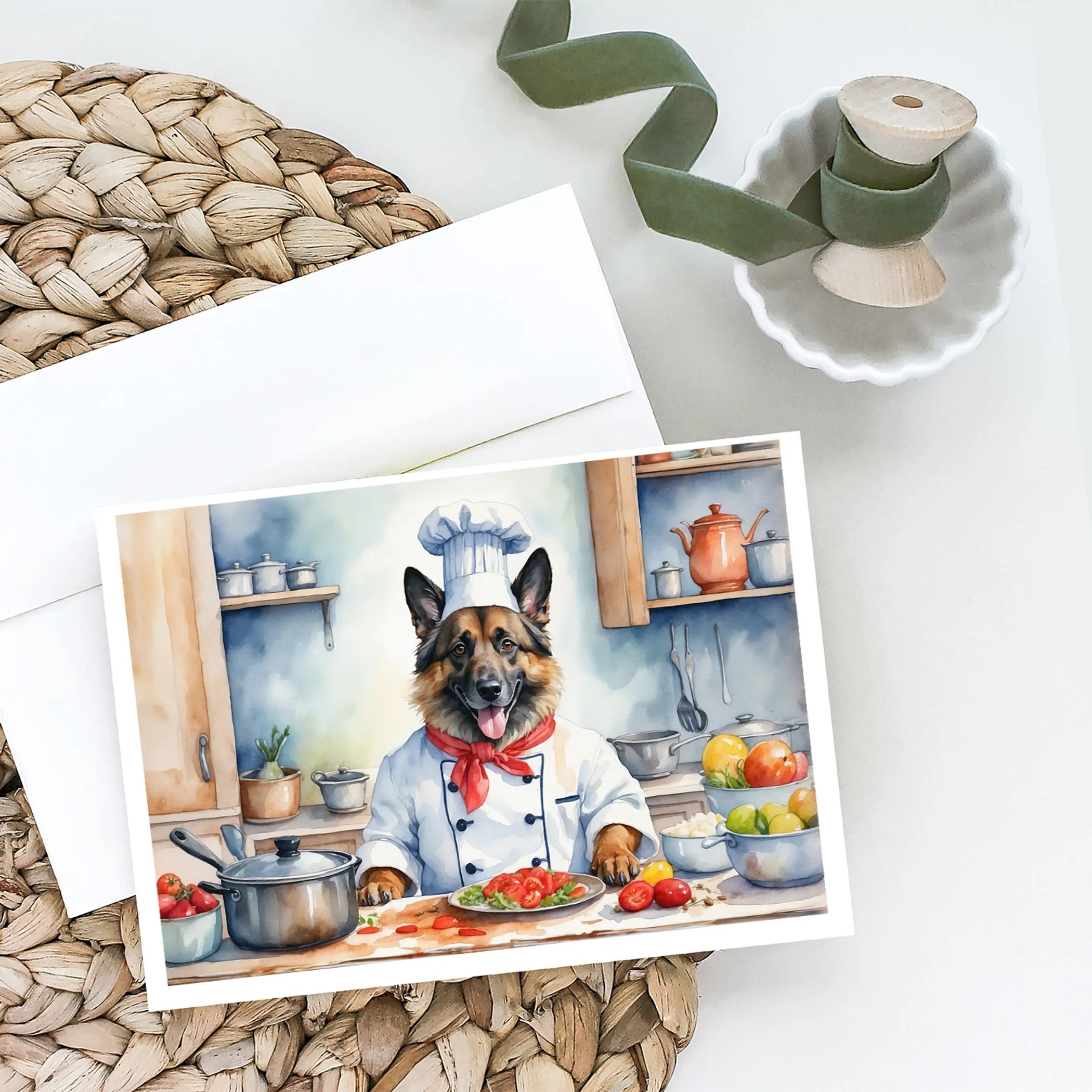 Belgian Tervuren The Chef Greeting Cards Pack of 8 Caroline's Treasures