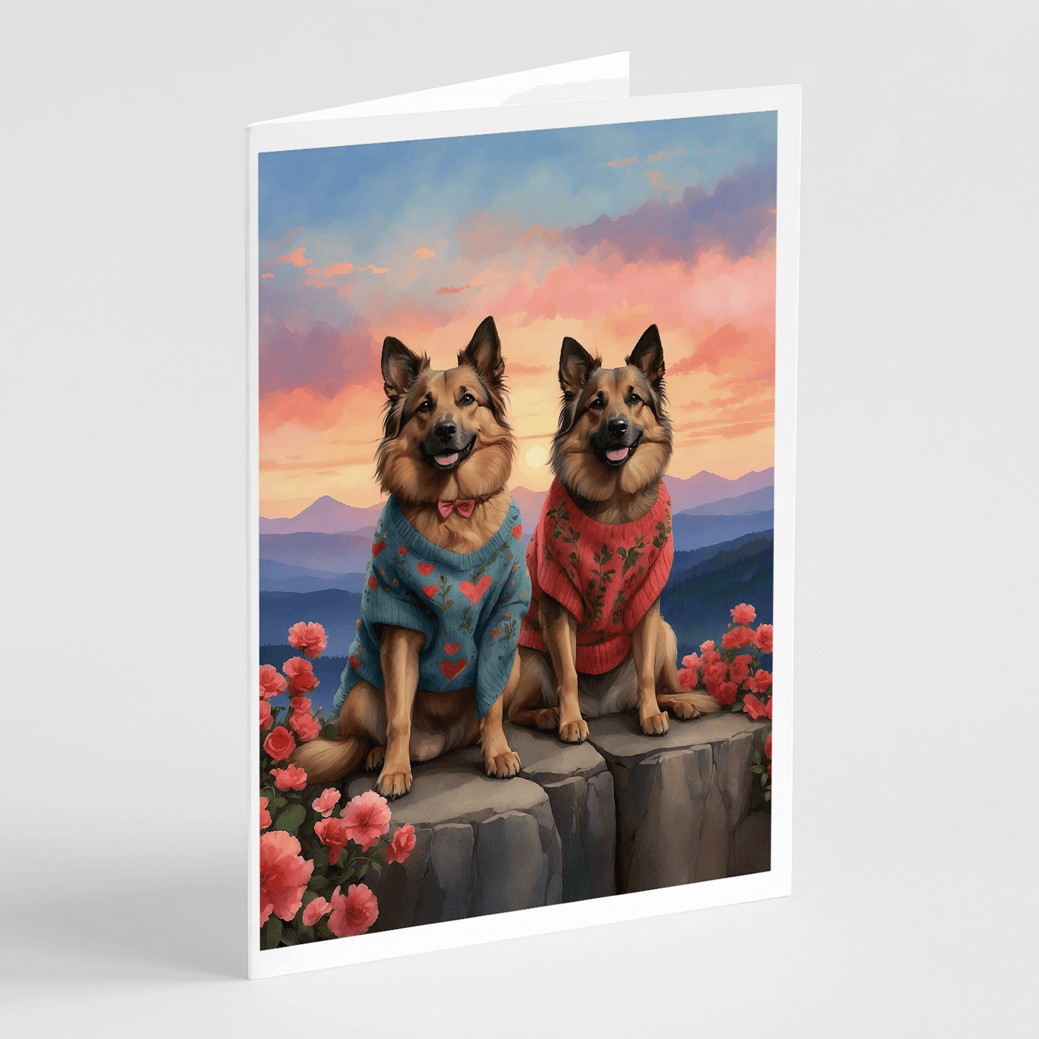 Belgian Tervuren Two Hearts Greeting Cards Pack of 8 Caroline's Treasures