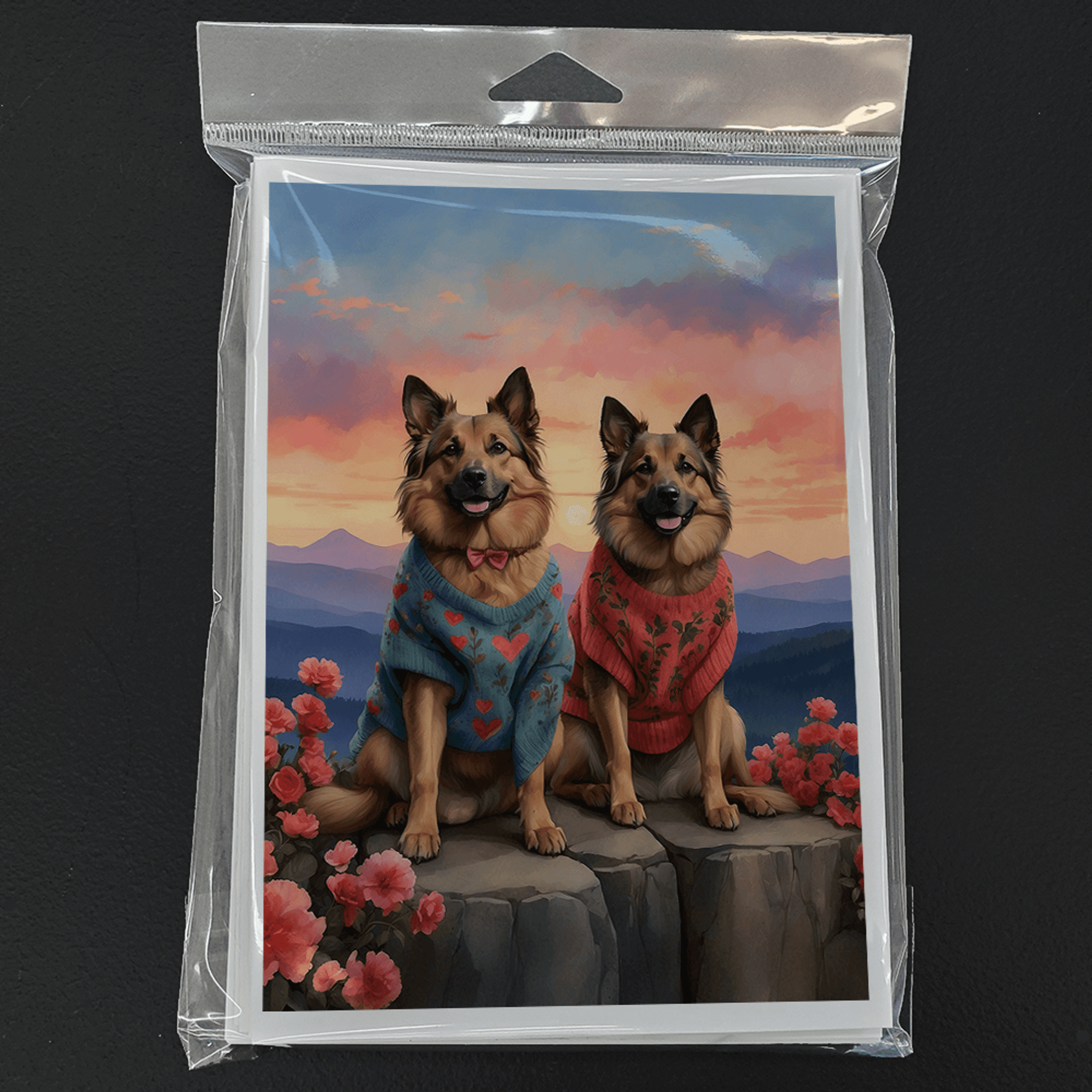 Belgian Tervuren Two Hearts Greeting Cards Pack of 8 Caroline's Treasures