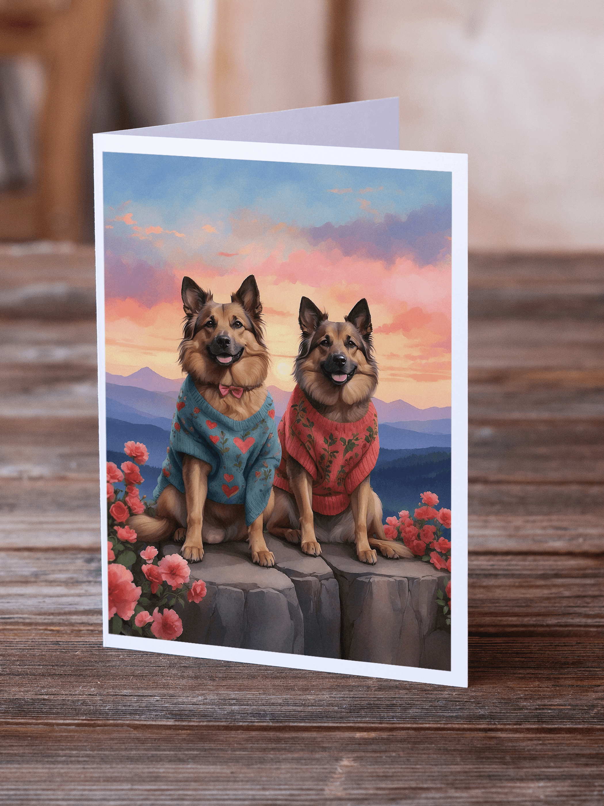 Belgian Tervuren Two Hearts Greeting Cards Pack of 8 Caroline's Treasures