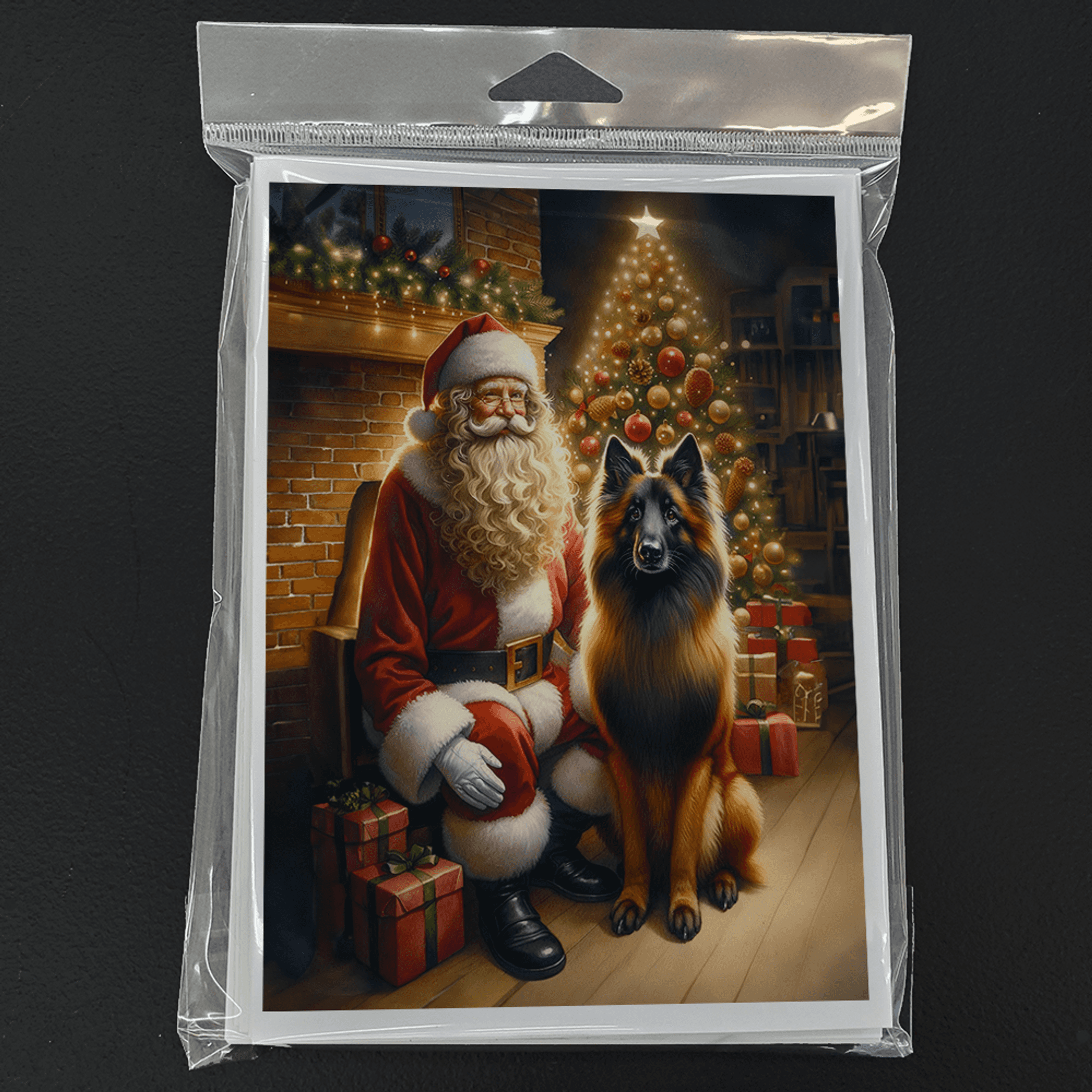 Belgian Tervuren and Santa Claus Greeting Cards Pack of 8 Caroline's Treasures
