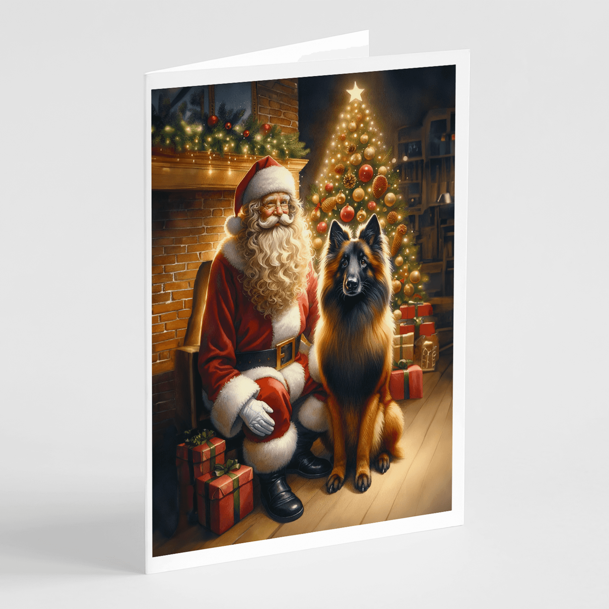 Belgian Tervuren and Santa Claus Greeting Cards Pack of 8 Caroline's Treasures