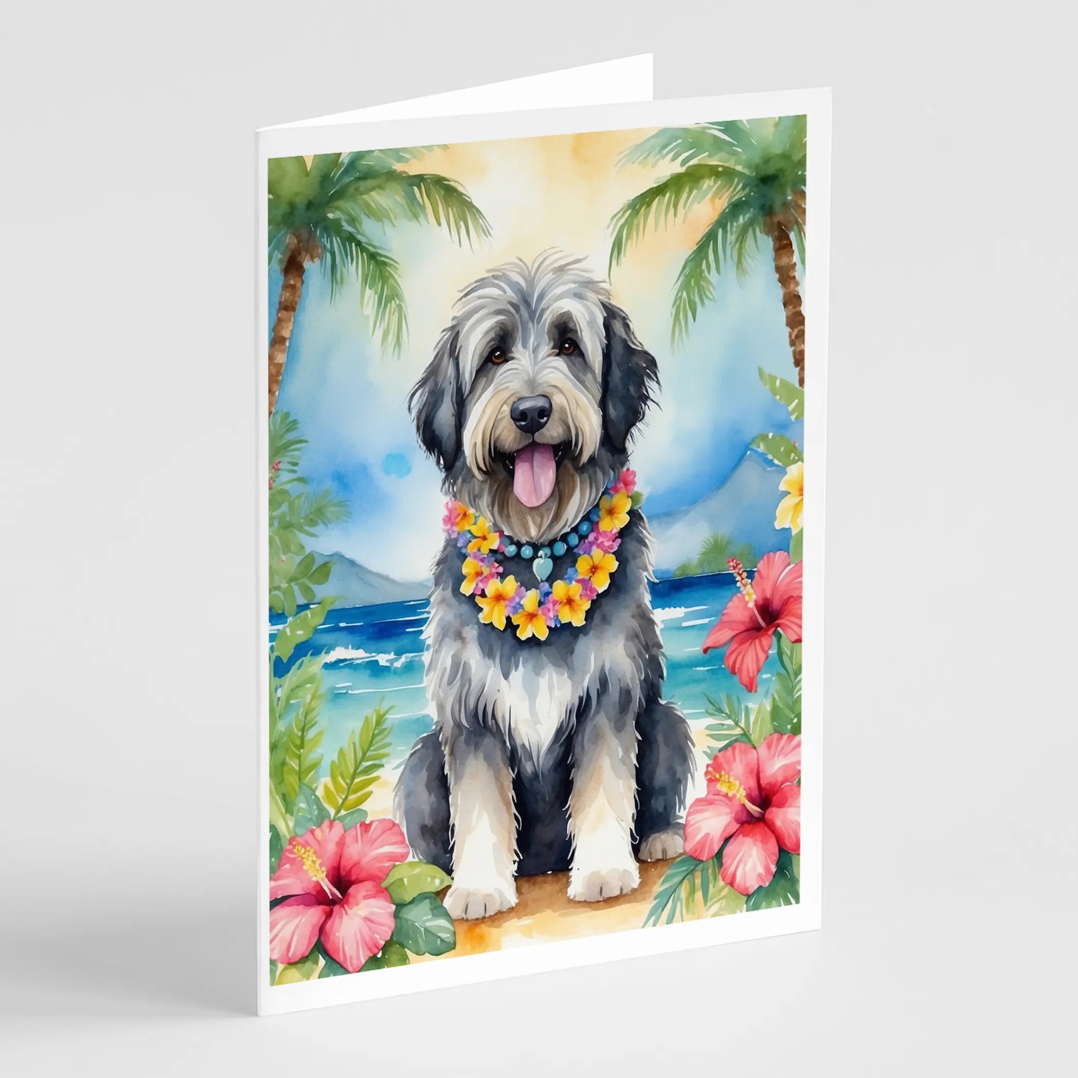 Bergamasco Sheepdog Luau Greeting Cards Pack of 8 Caroline's Treasures