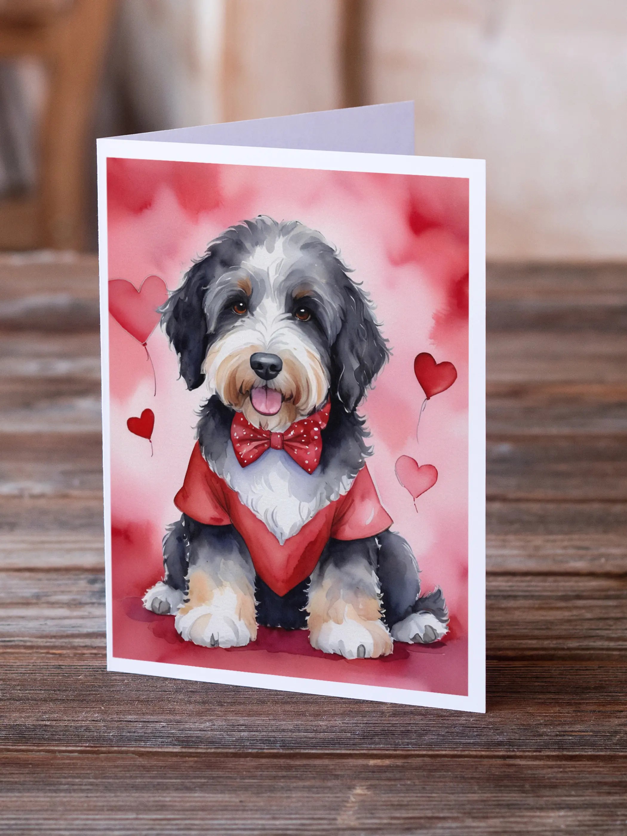 Bernedoodle My Valentine Greeting Cards Pack of 8 Caroline's Treasures
