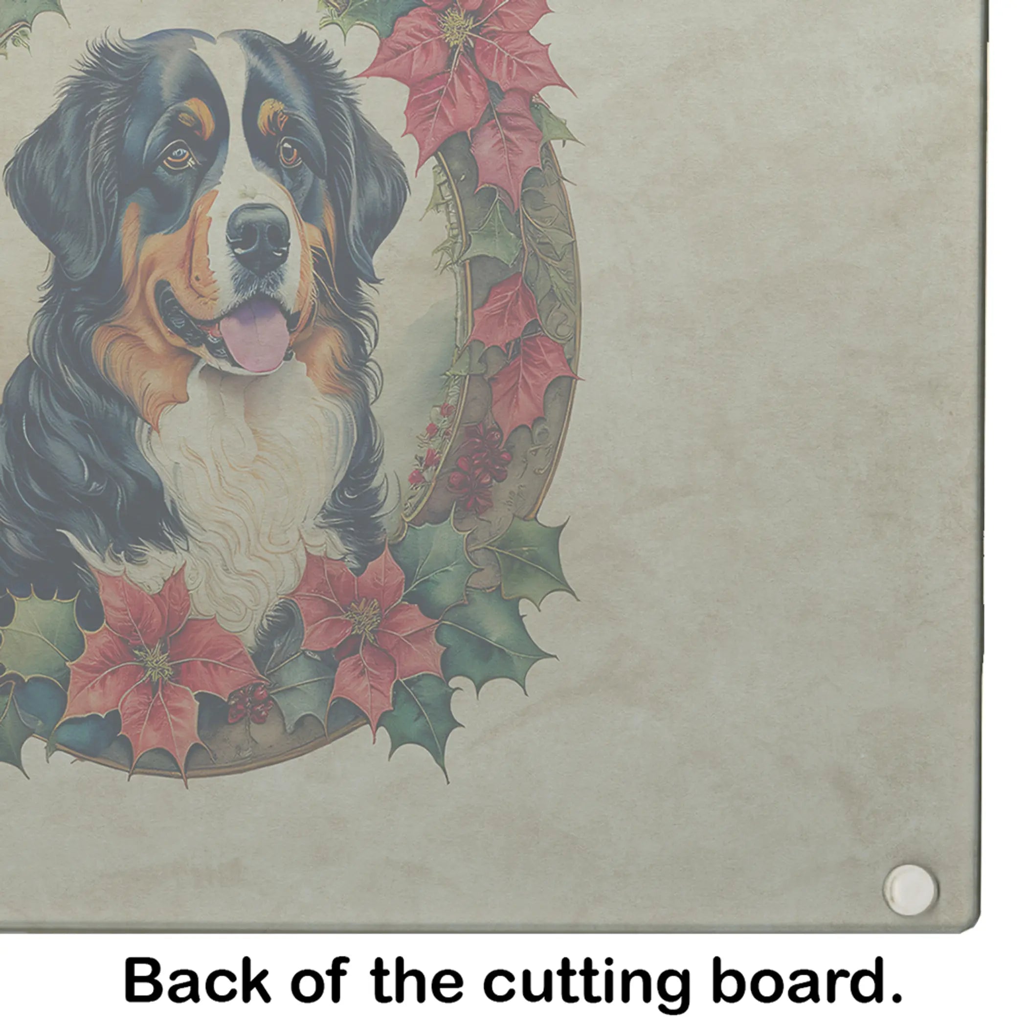 Bernese Mountain Dog Christmas Flowers Glass Cutting Board Caroline's Treasures